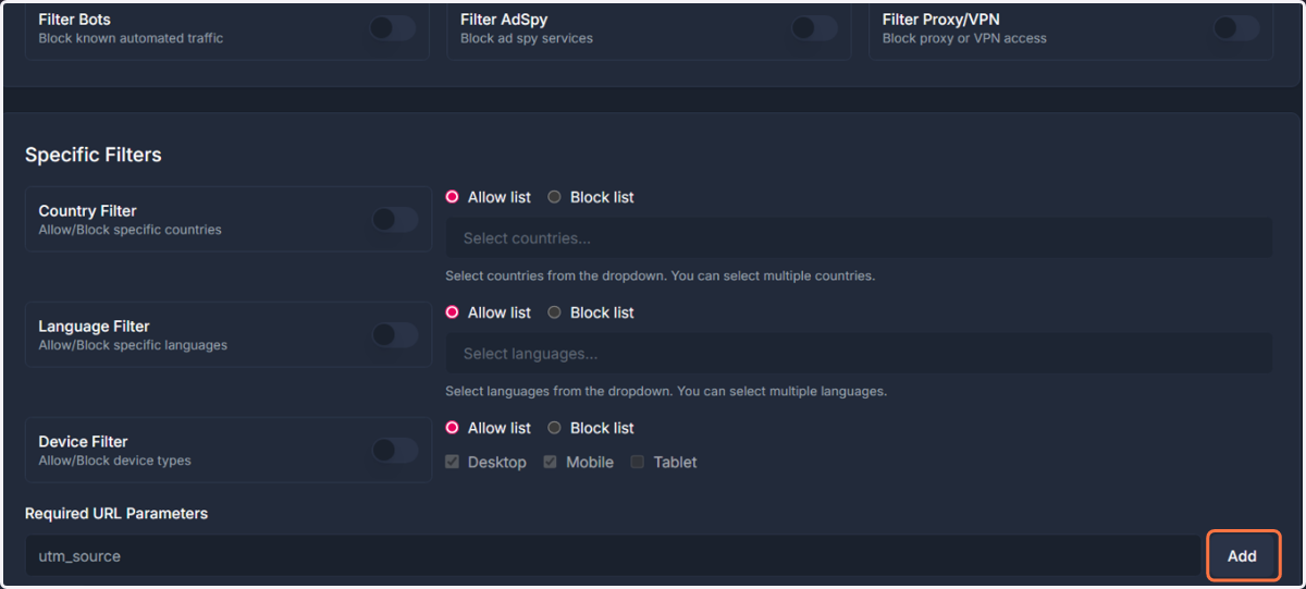 When you enter your parameter, don't forget to click ADD to finish.