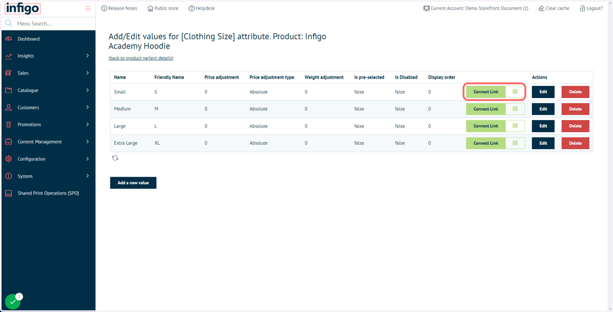 Create a choose an attribute value, then click on Connect Link