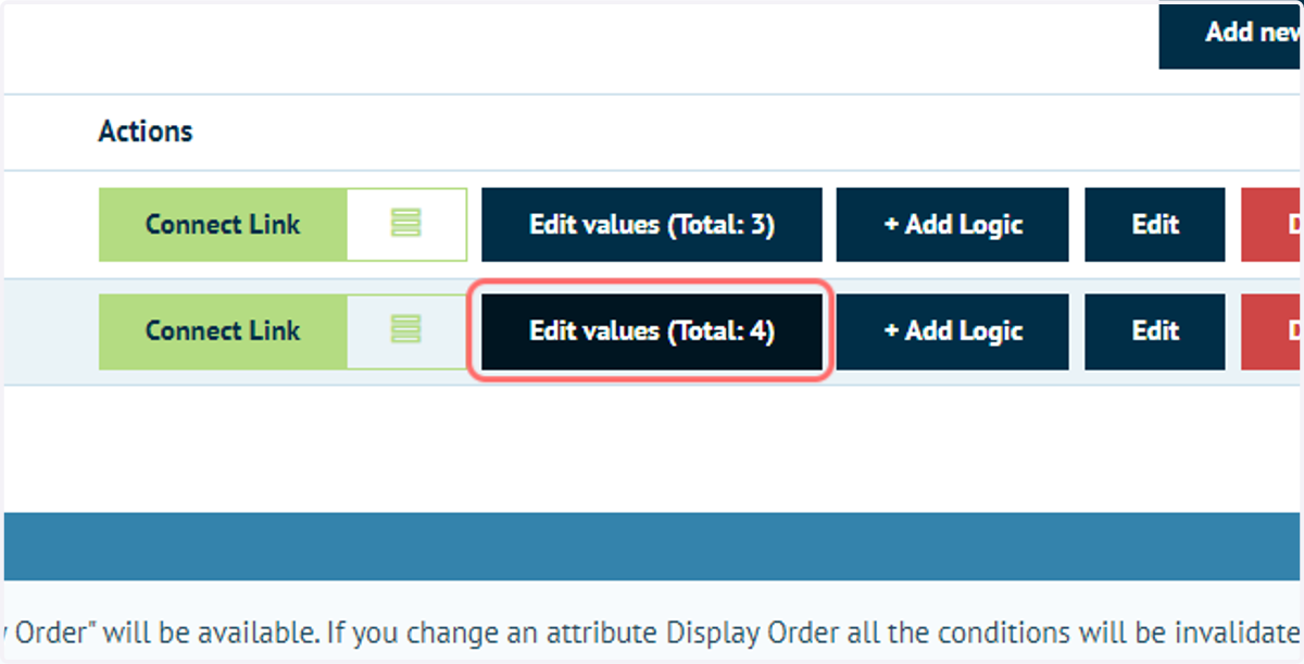 Click on Edit values