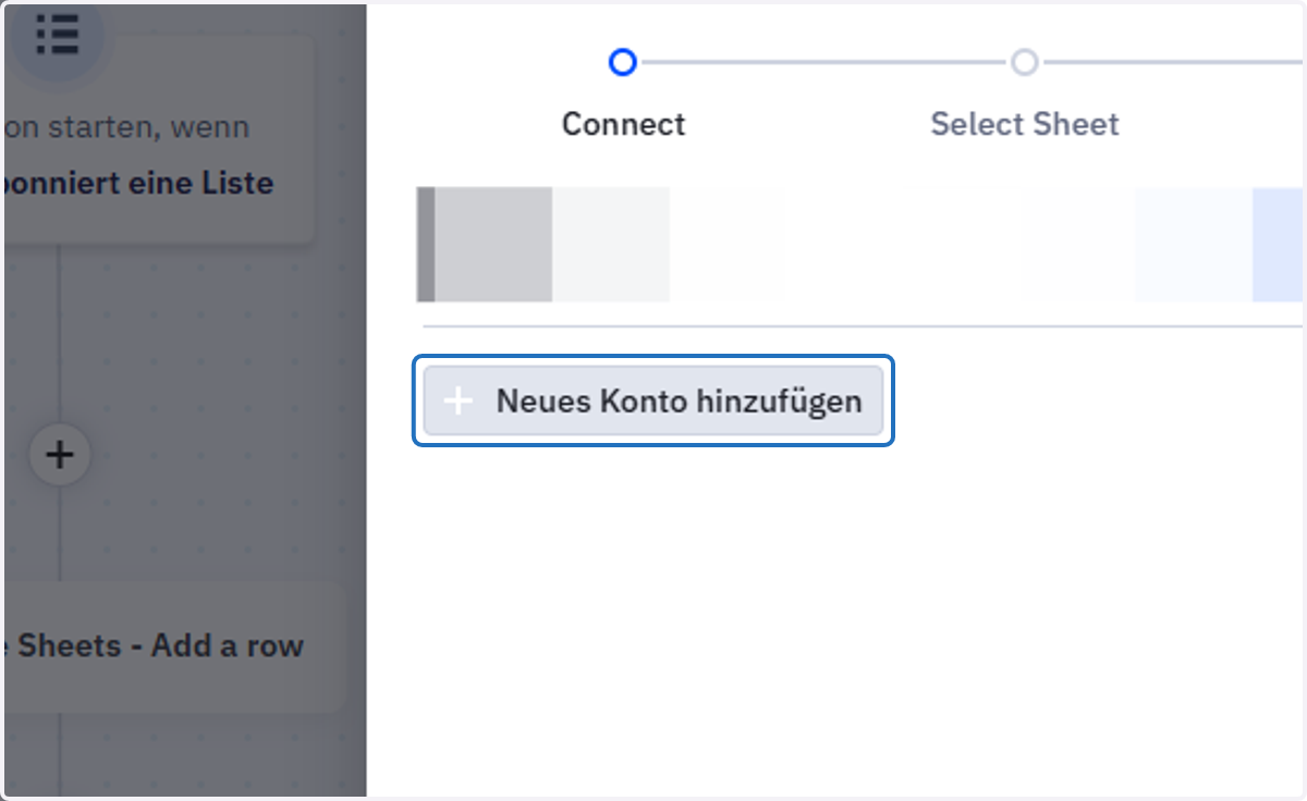 Klicke auf "Neues Konto hinzufügen"