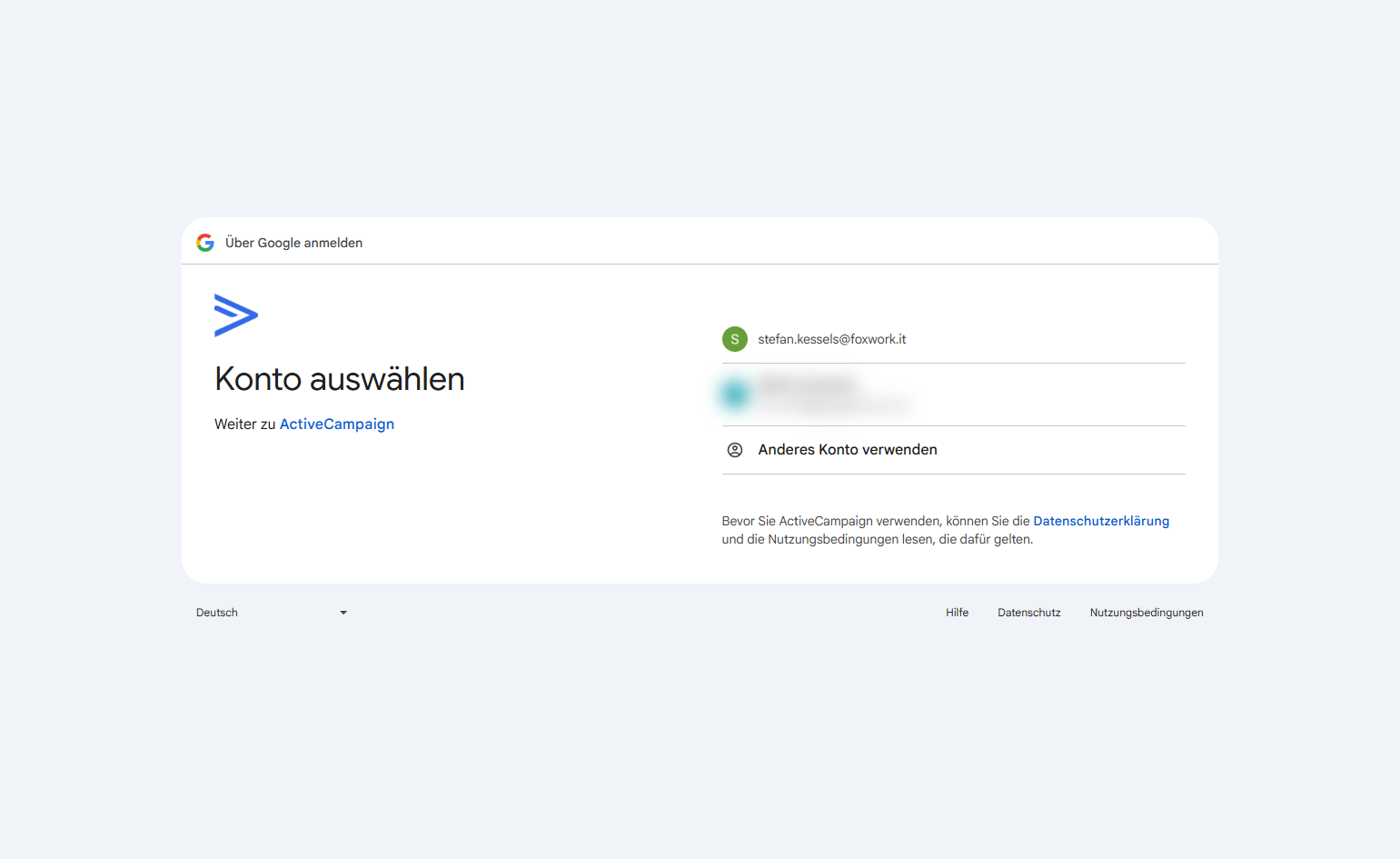 Über Google anmelden