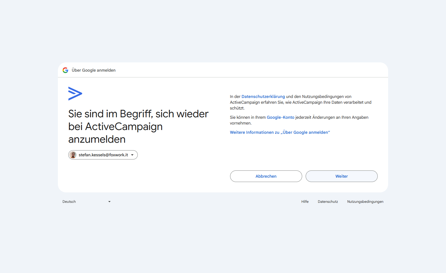 Klicke auf "Weiter"