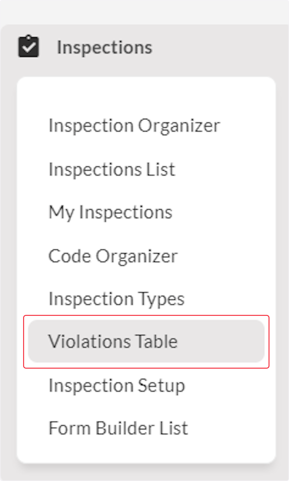 Click on Violations Table