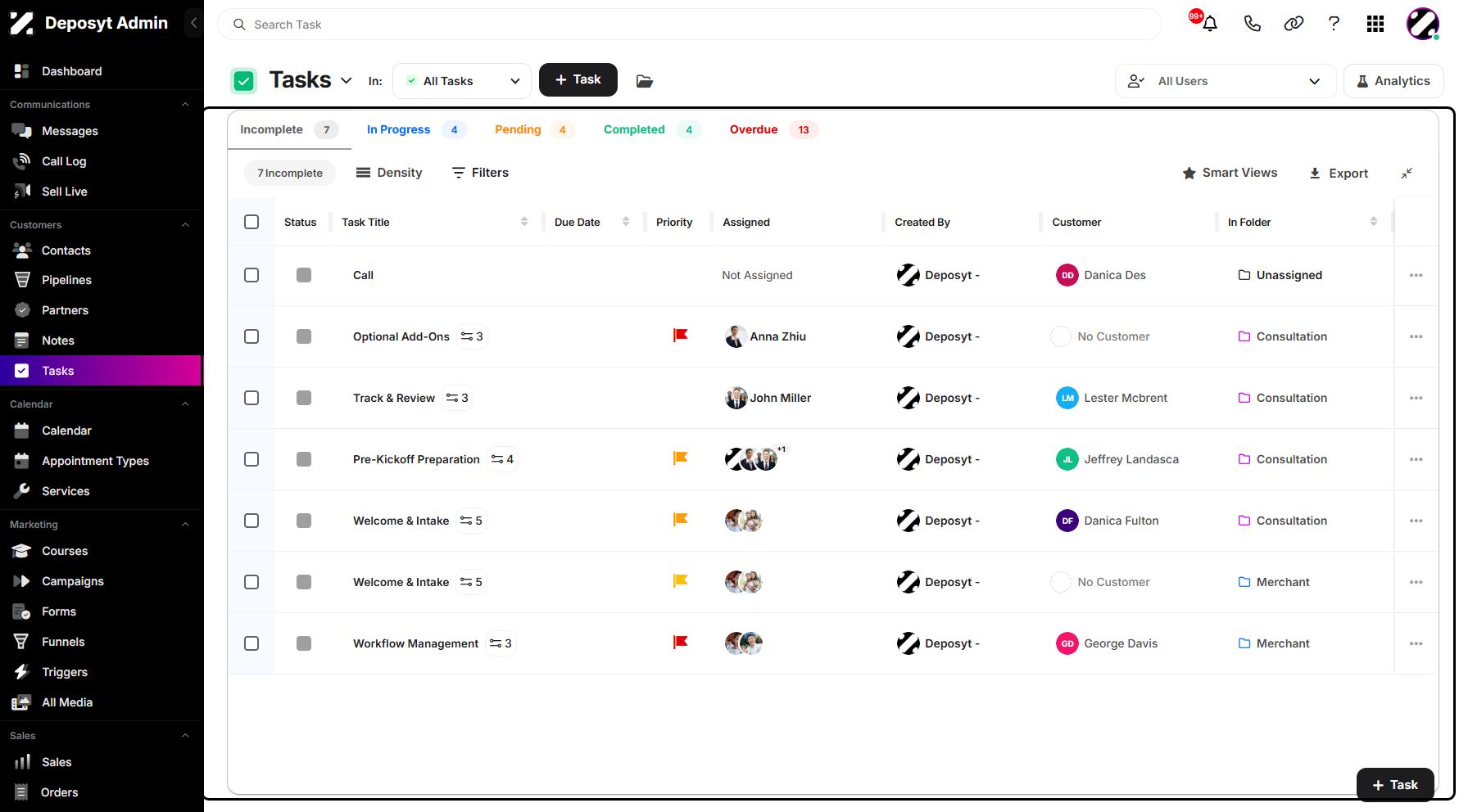 Step 2: You will then be navigated to the Tasks tab.