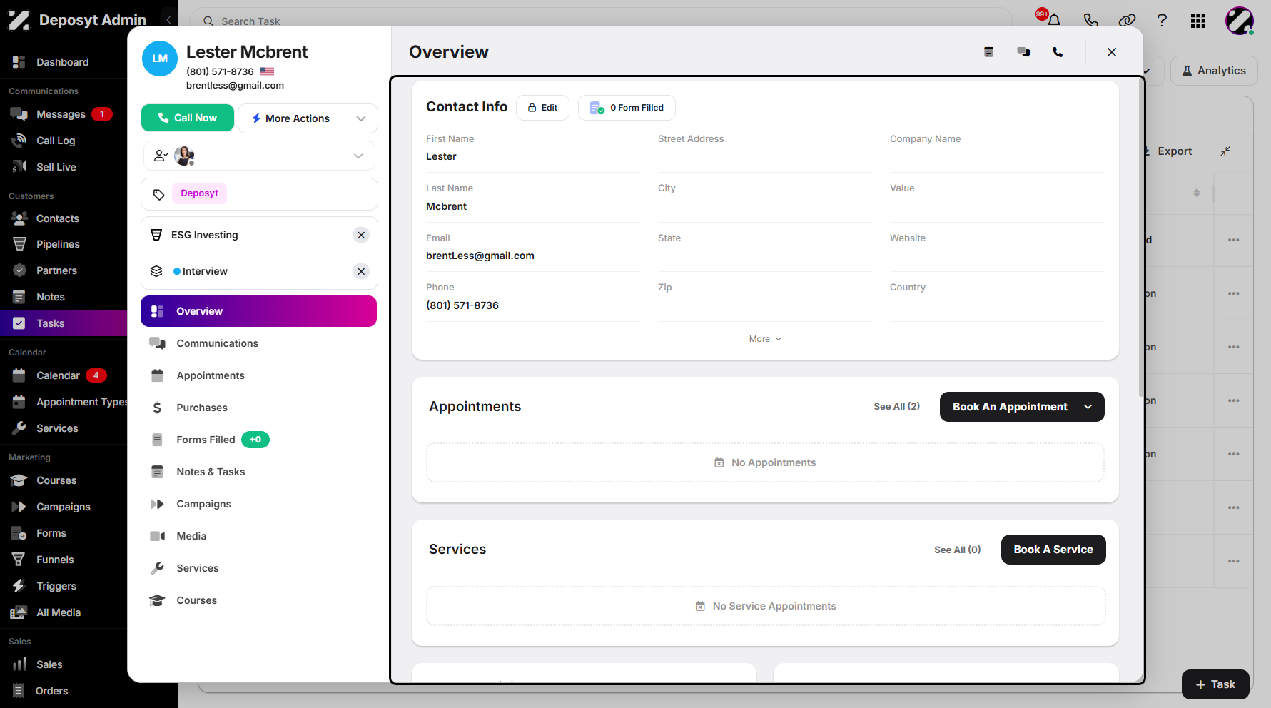 Step 4: The customer modal will appear, showing the selected customer’s details.