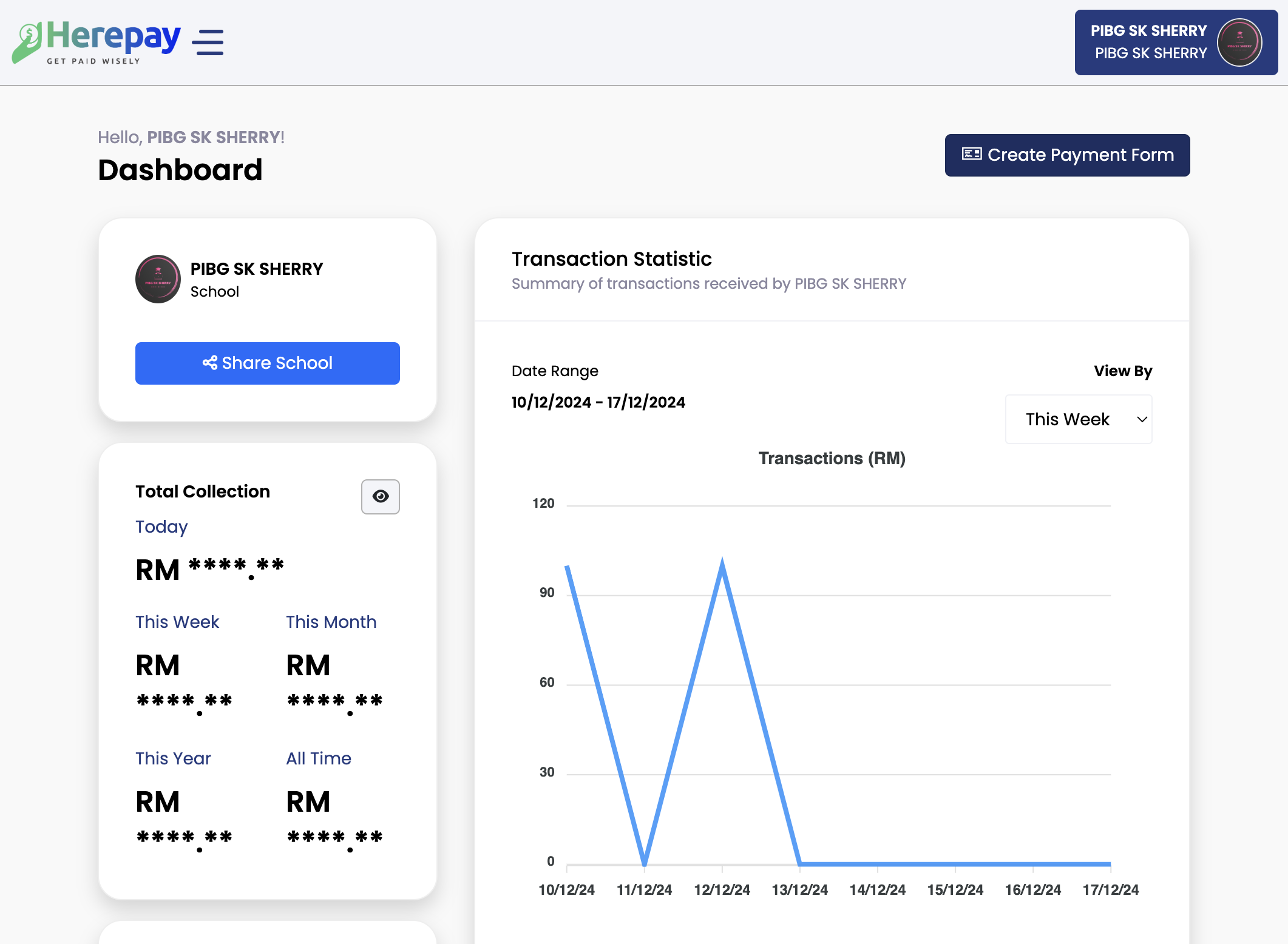 Klik Create Payment Form