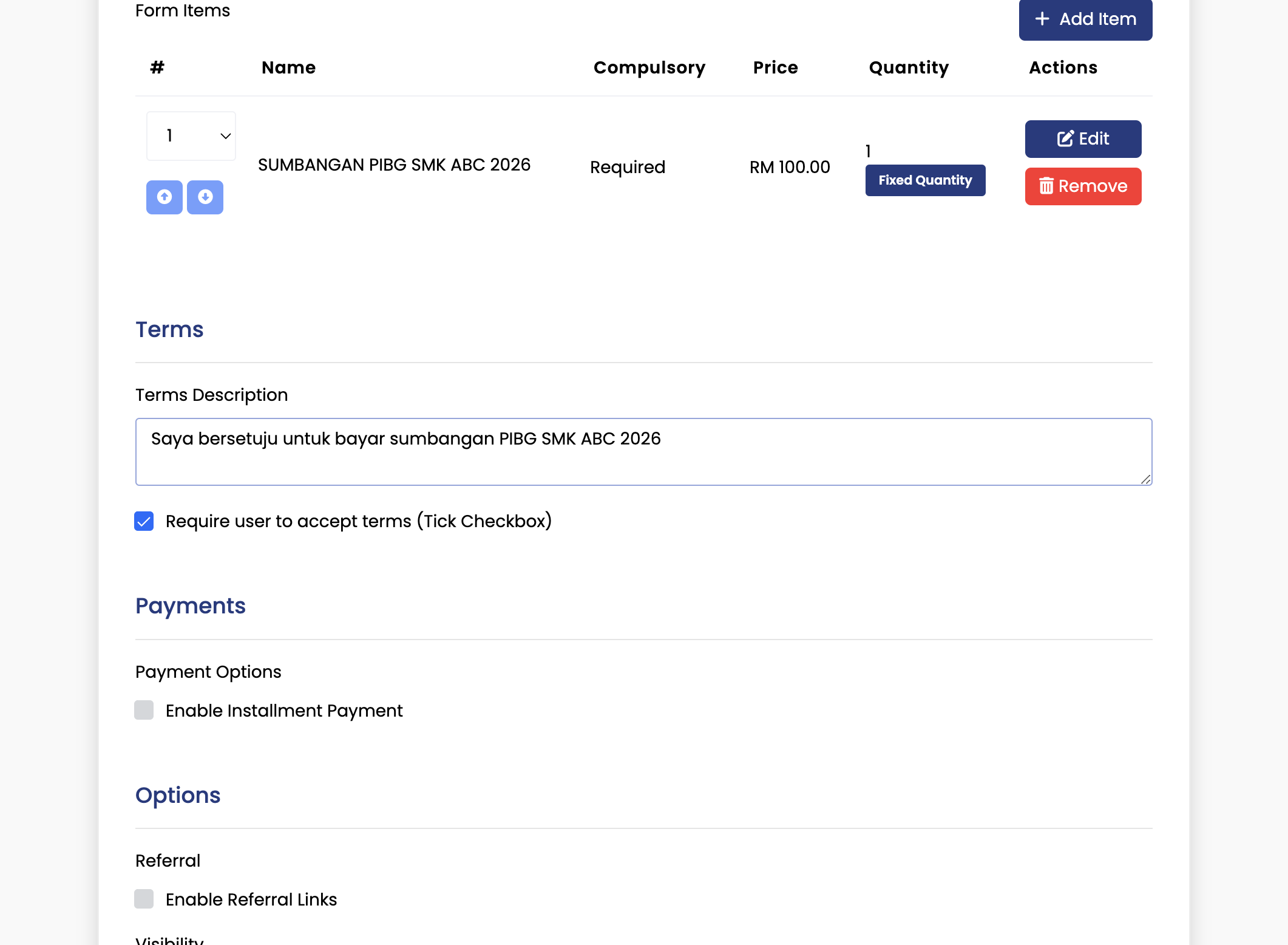 Tick Require user to accept terms (Tick Checkbox)