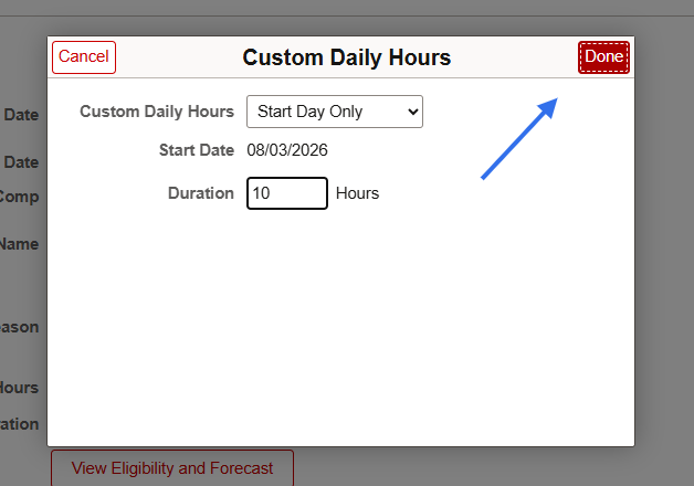 Click on Done to Apply the changes to the leave request