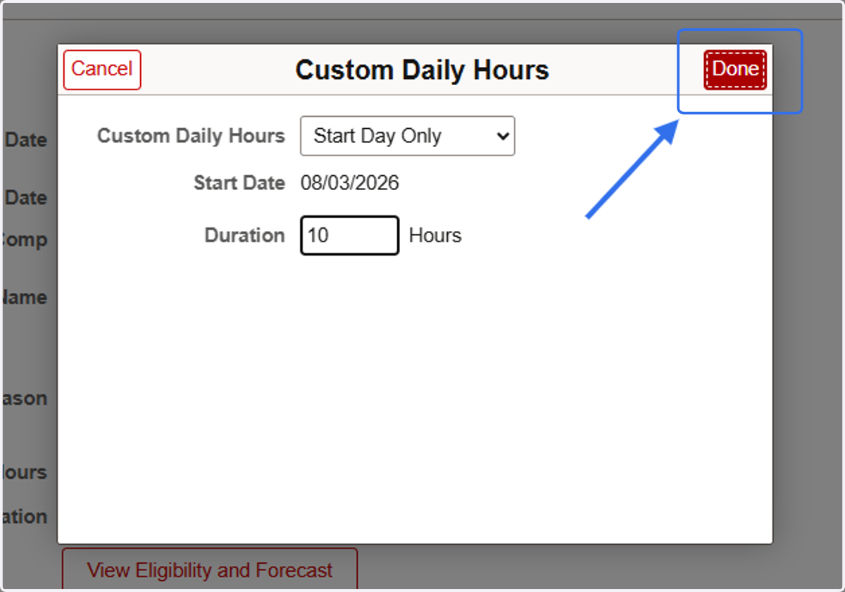 Click on Done to Apply the changes to the leave request