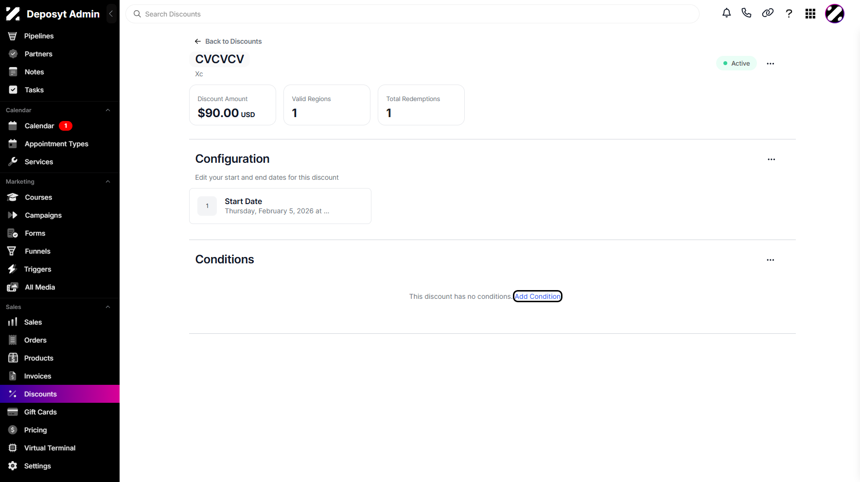 Step 6: To add a condition, click the Add Condition button.