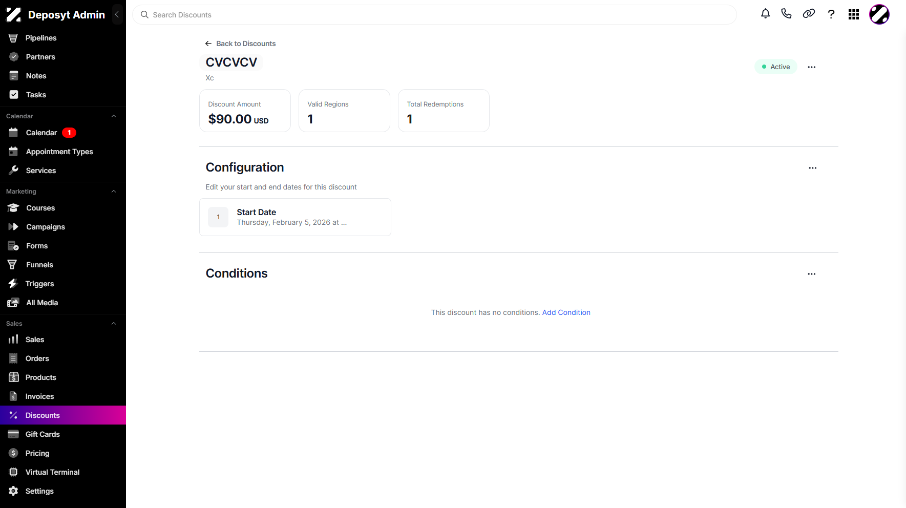 Step 5: You will then be taken to a new page where you can begin editing your discount details.