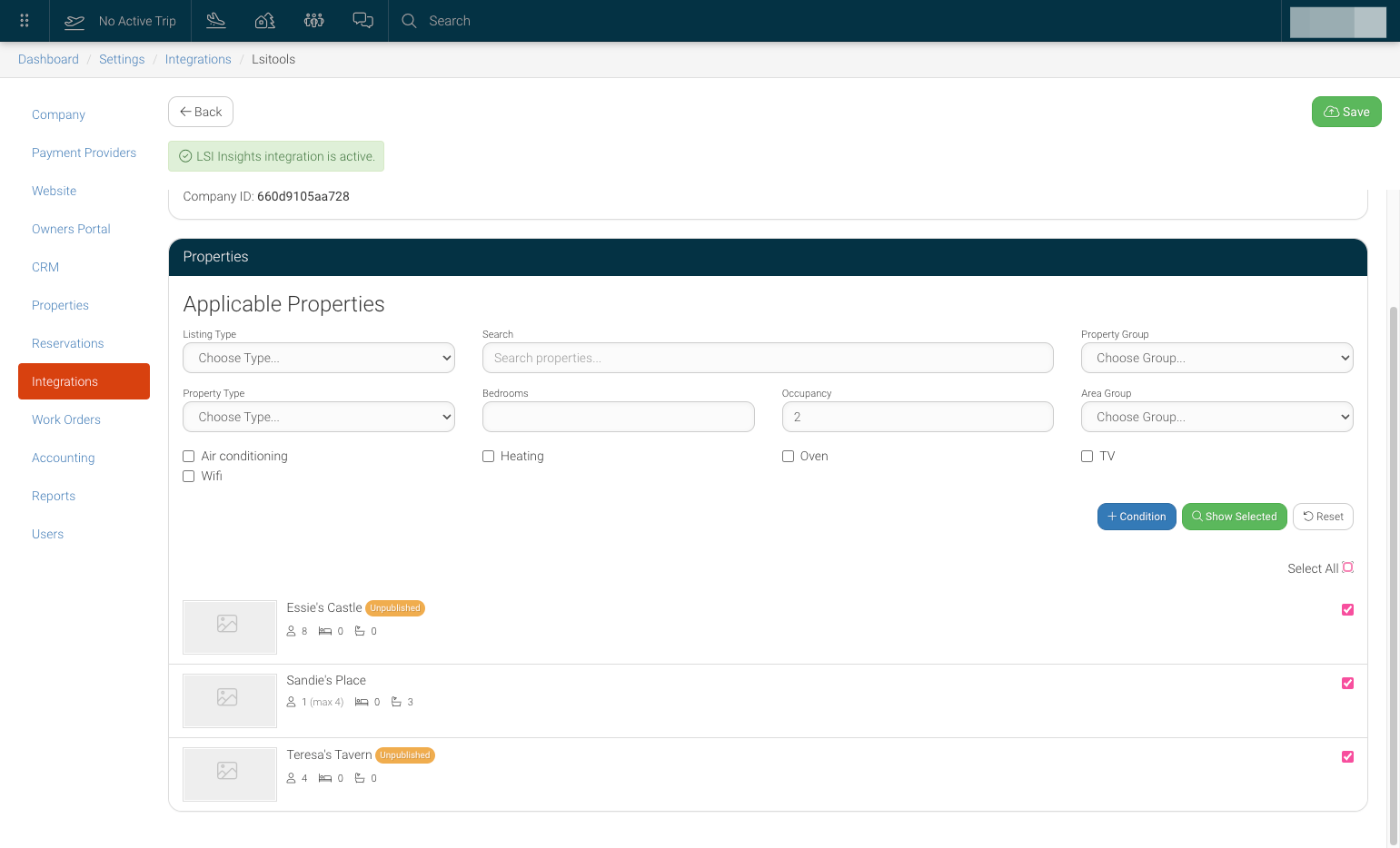 Select All Properties to Integrate