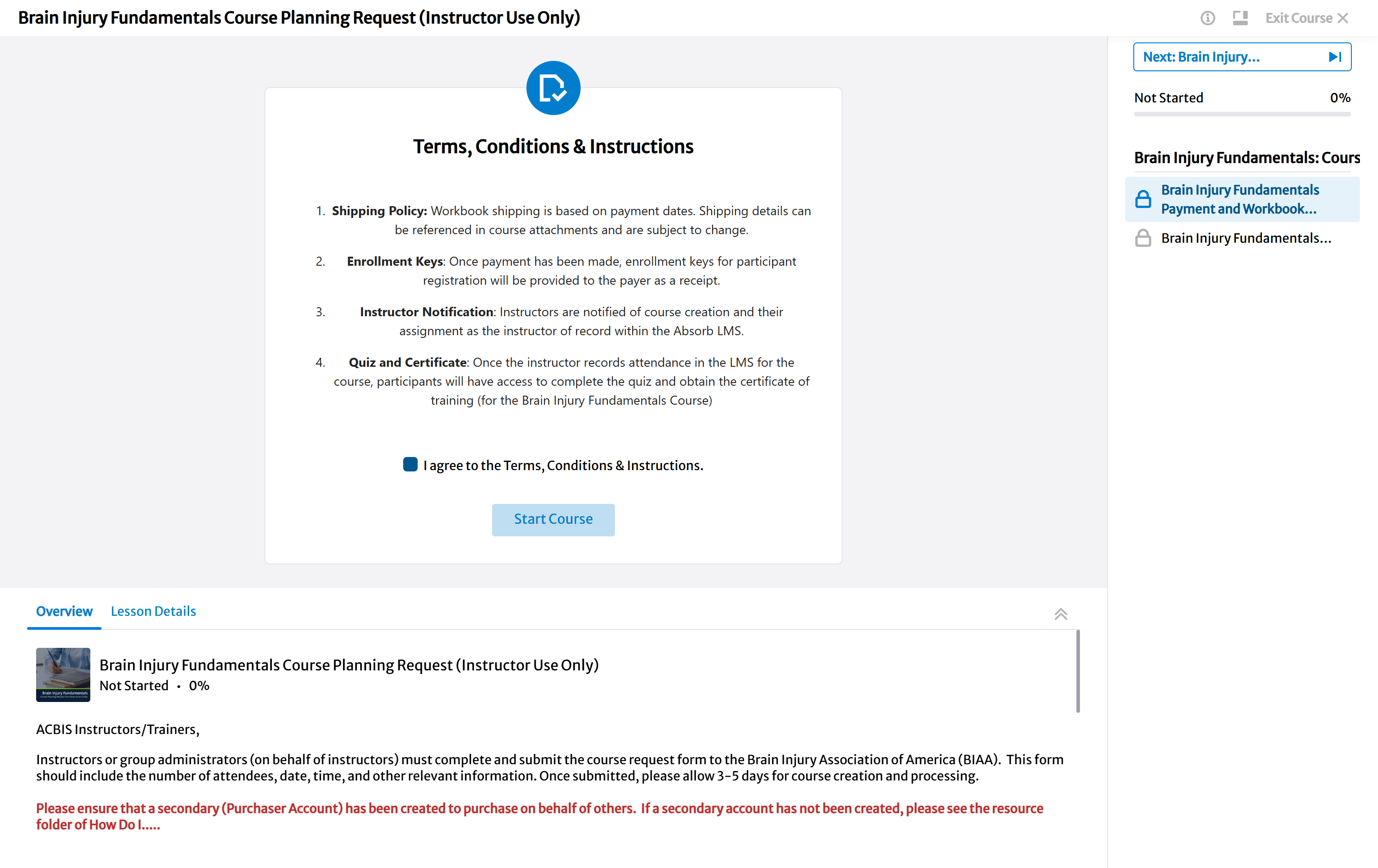 Click on Lesson Details - To read additional information