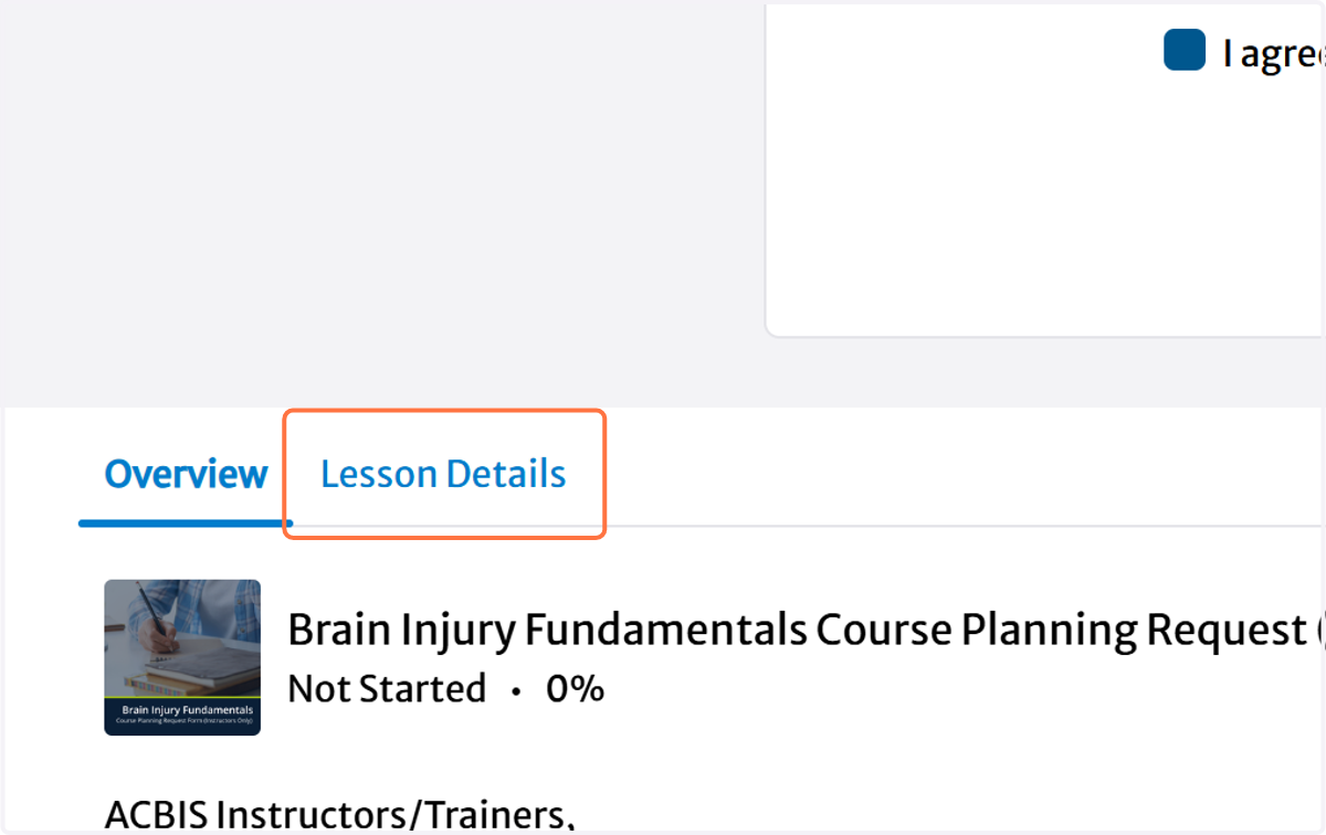 Click on Lesson Details - To read additional information