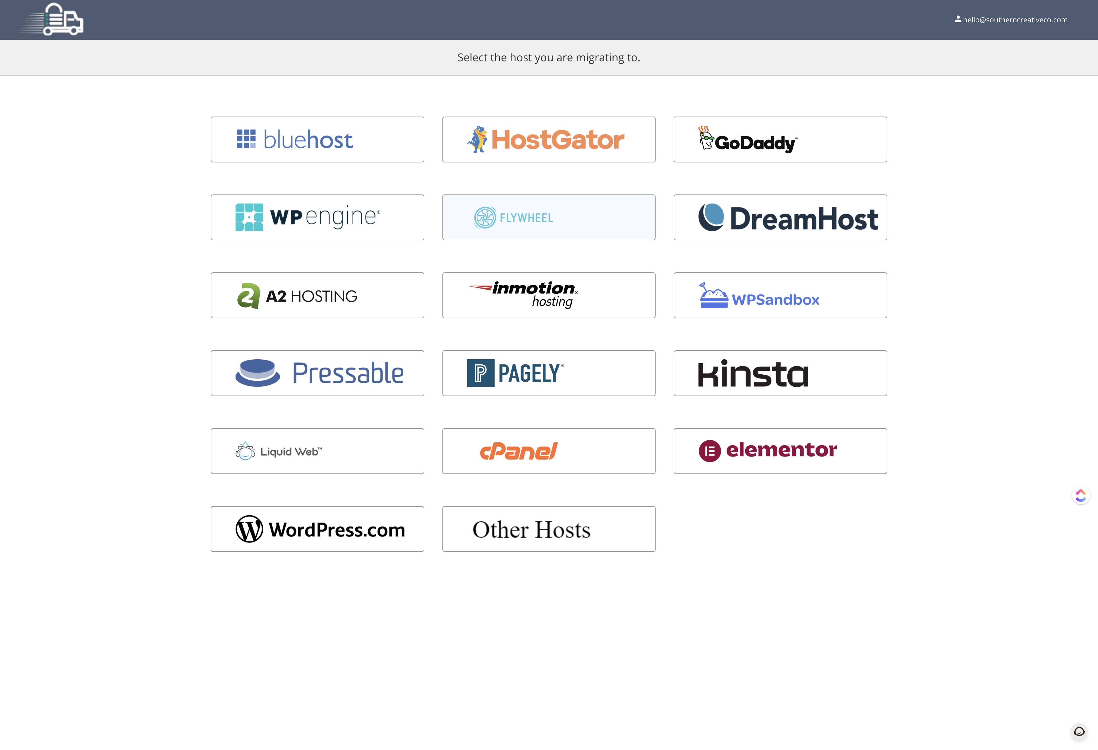 Click on your new website host