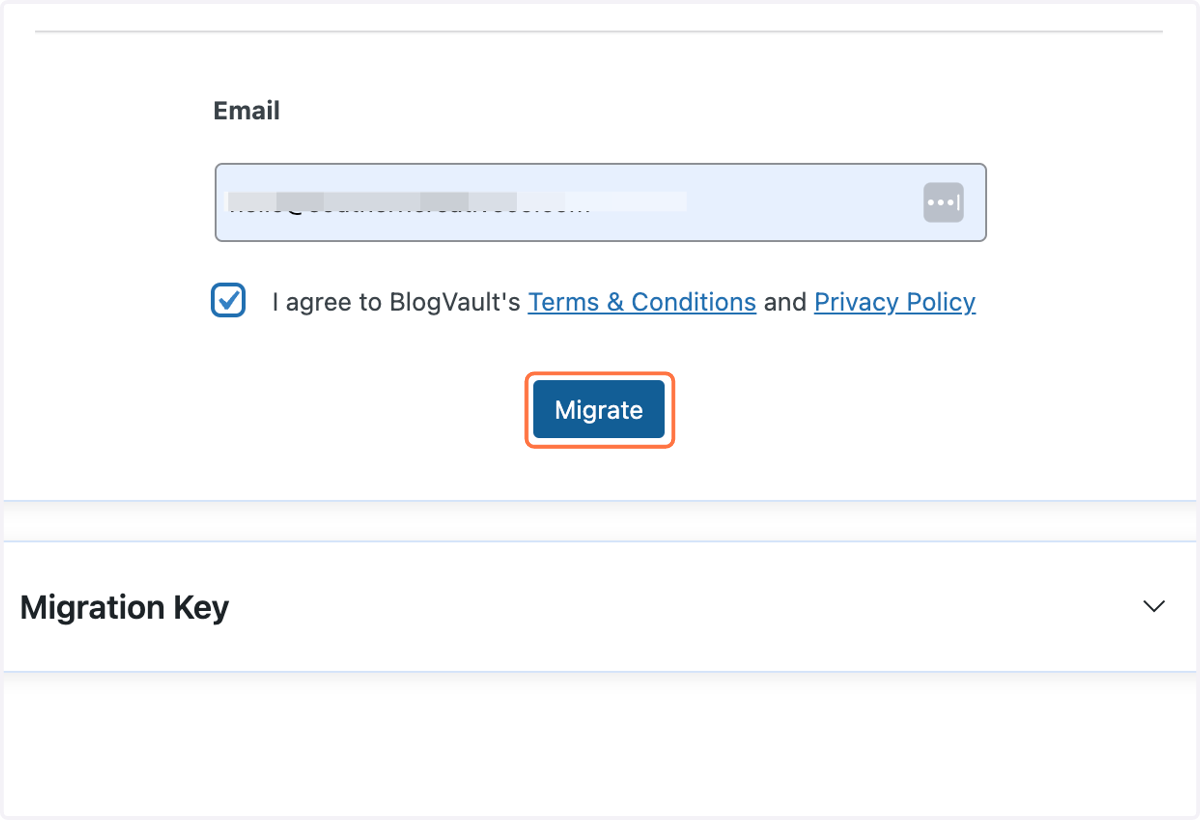Click on Migrate