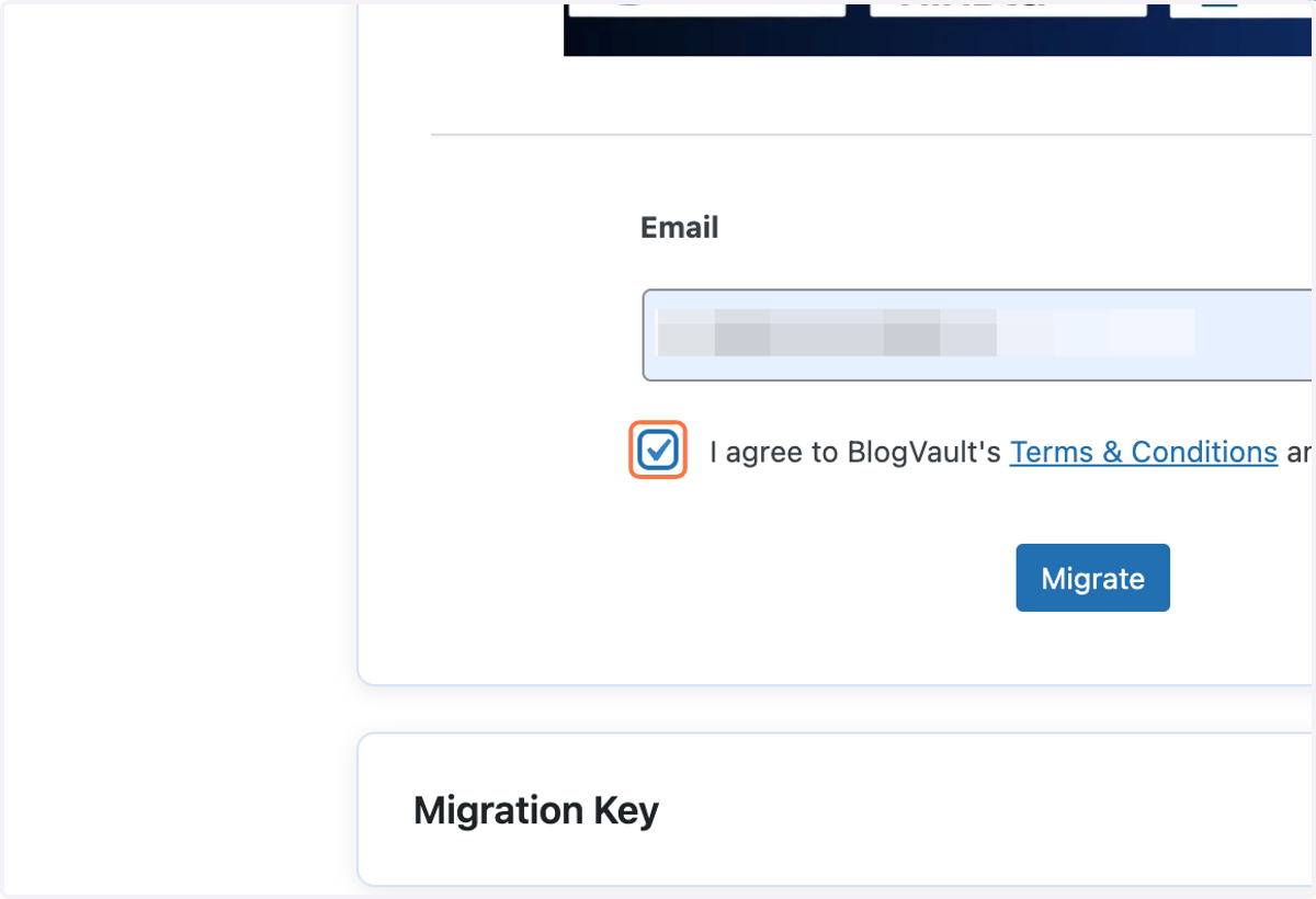 Check I agree to BlogVault's Terms & Conditions and Privacy Policy