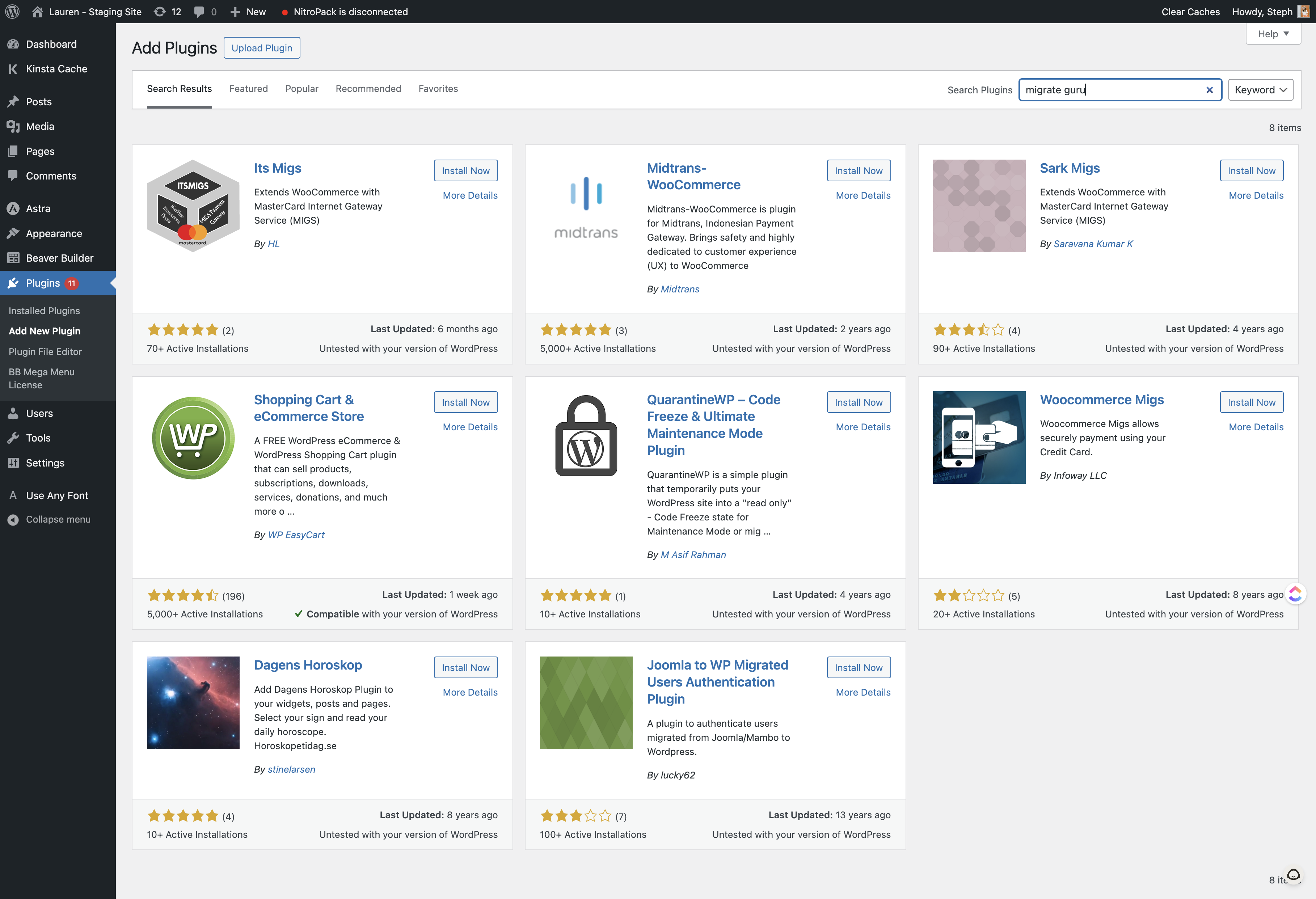 Add the Migrate Guru plugin on your new website