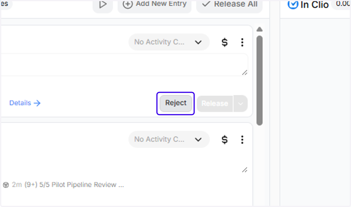 Click on "Reject"