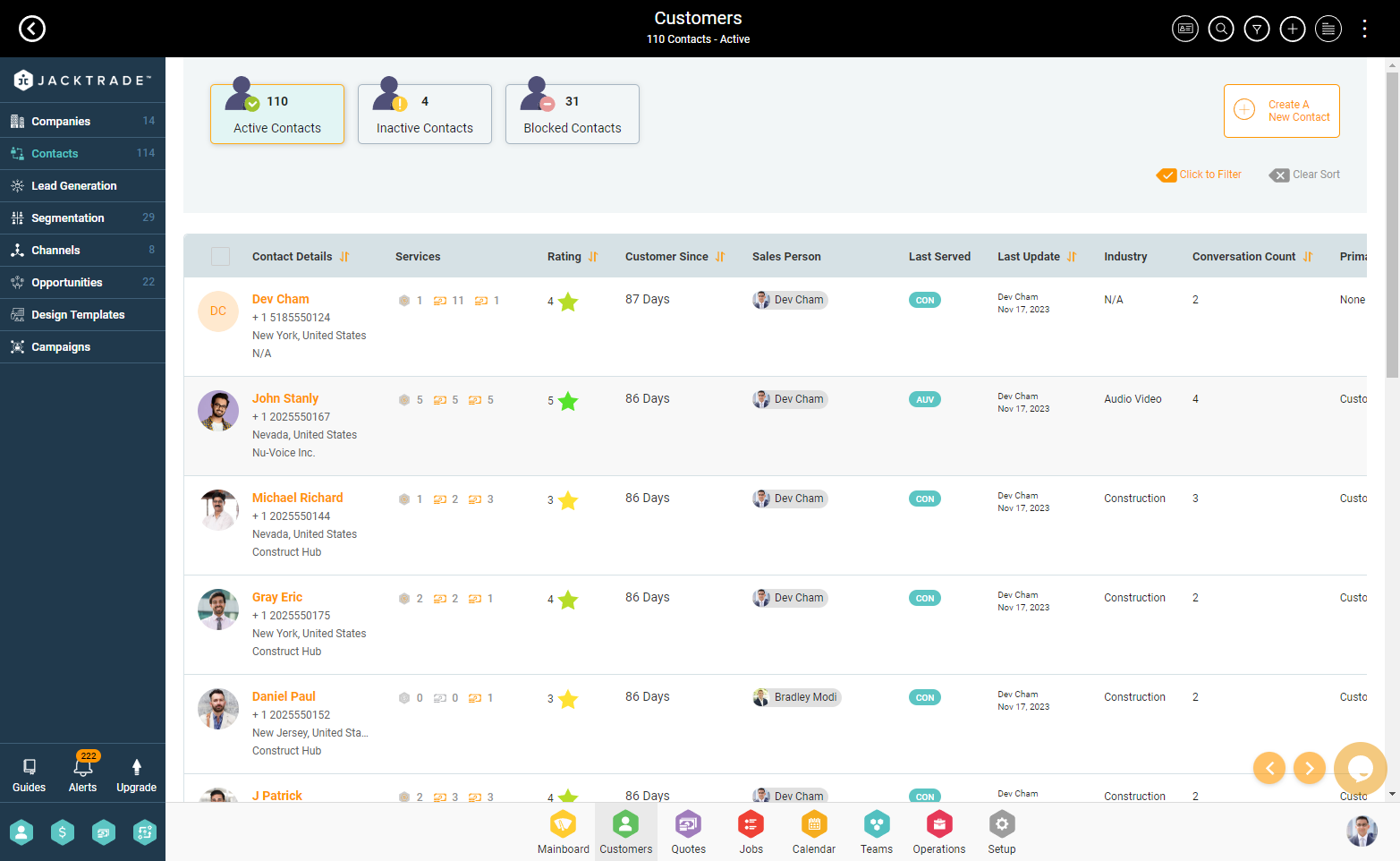 Click on a customer you want to track communication