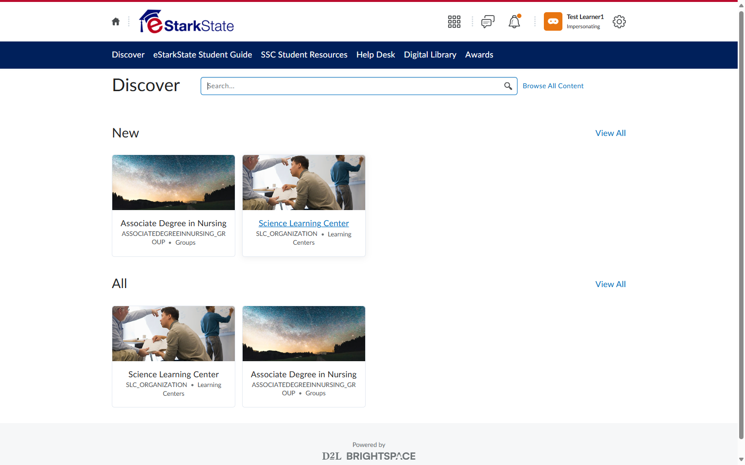 Click on the Learning Center you want to enroll in