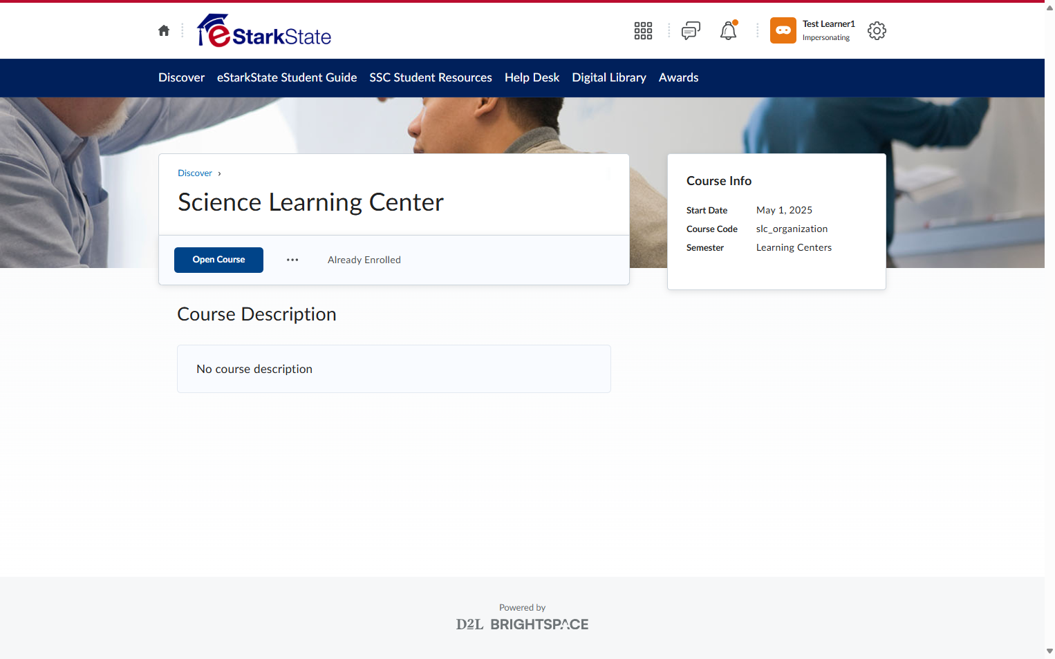 Click on Open Course