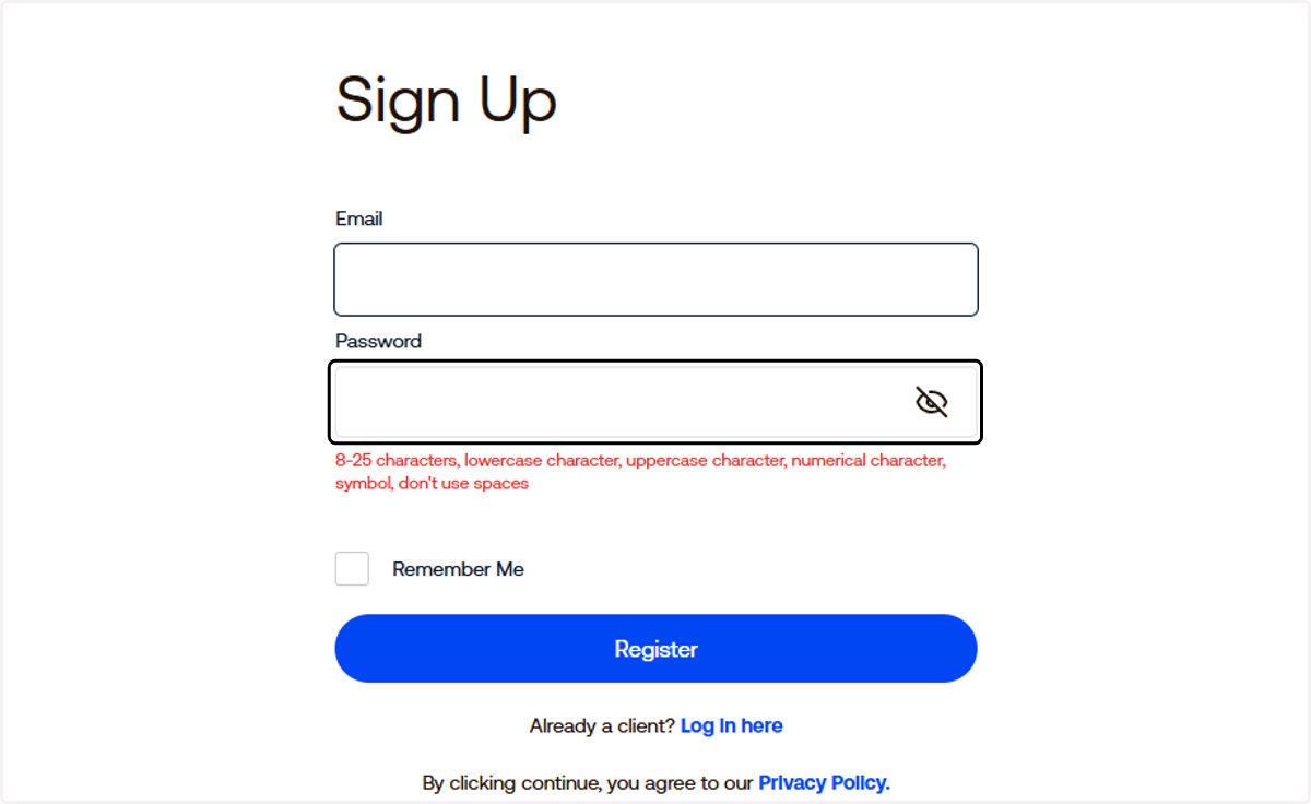 Sign up using your email address