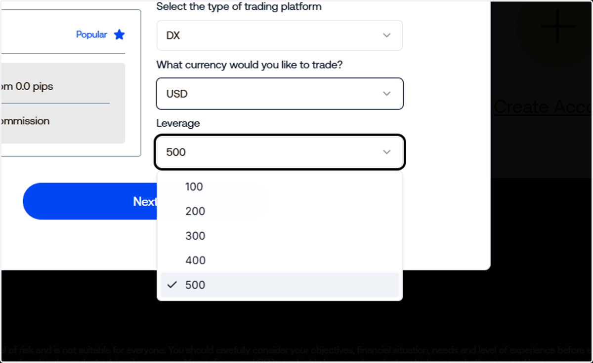 .. and your preferred leverage.