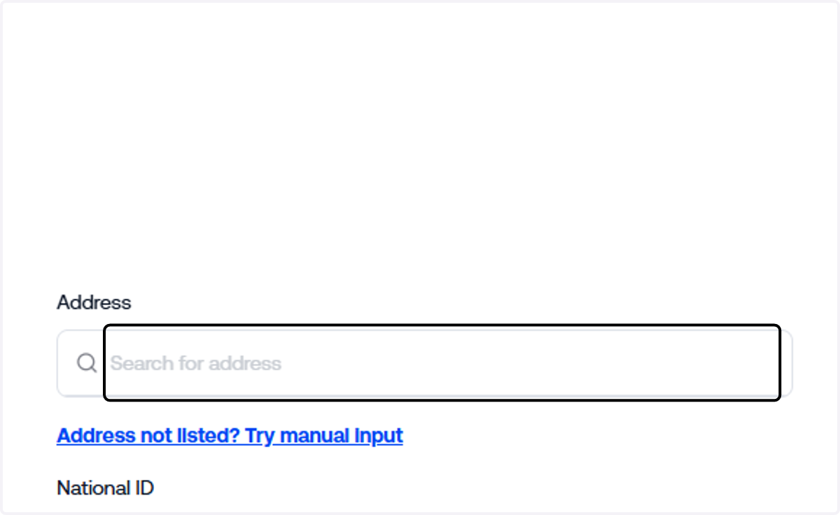 Search or manually type your address