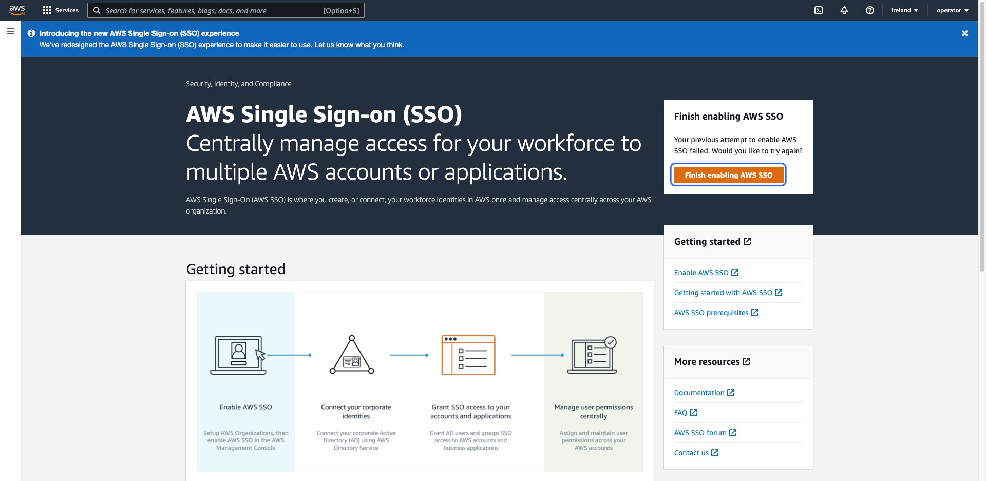 Finish enabling AWS SSO