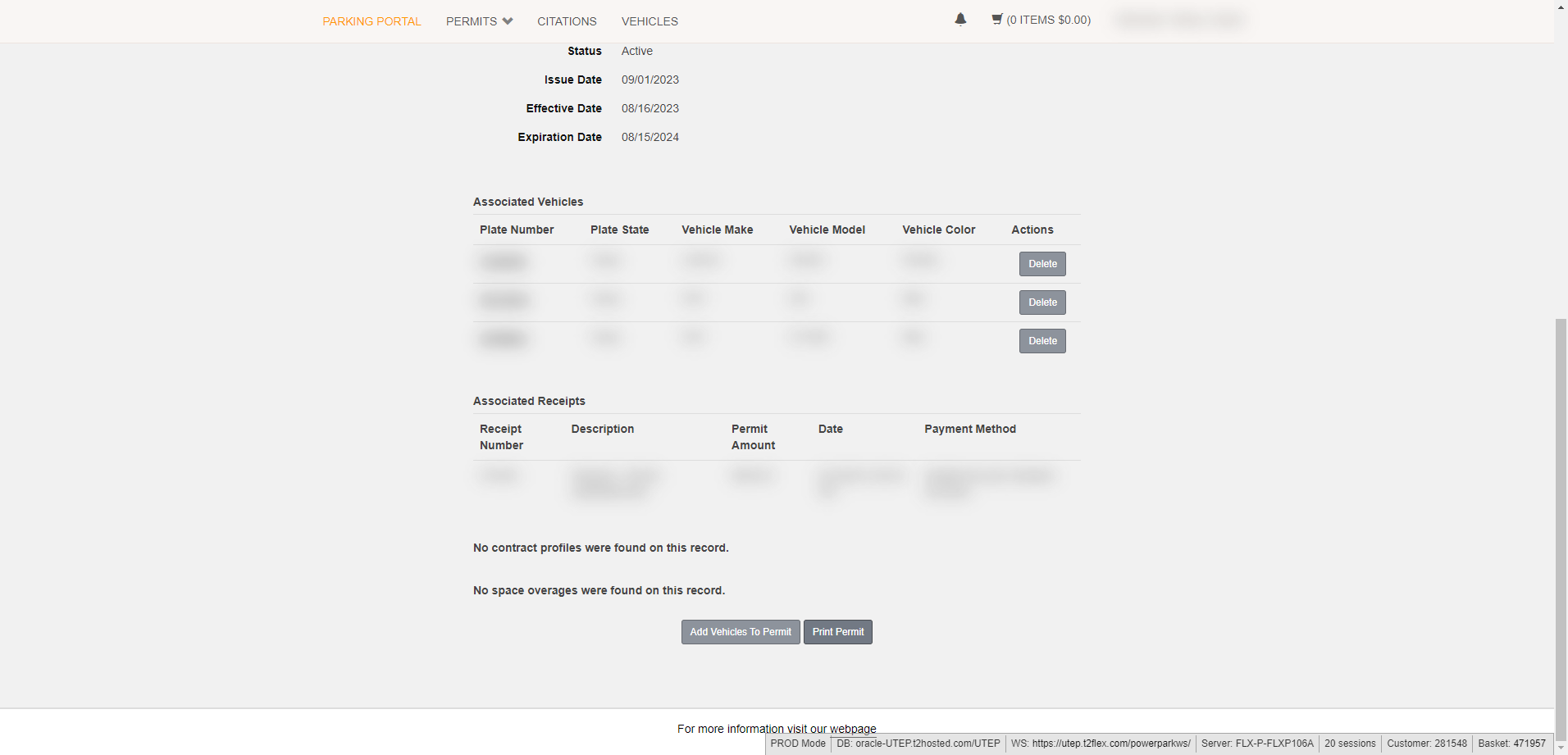 Scroll all the way to the bottom of the permit page and click Print Permit