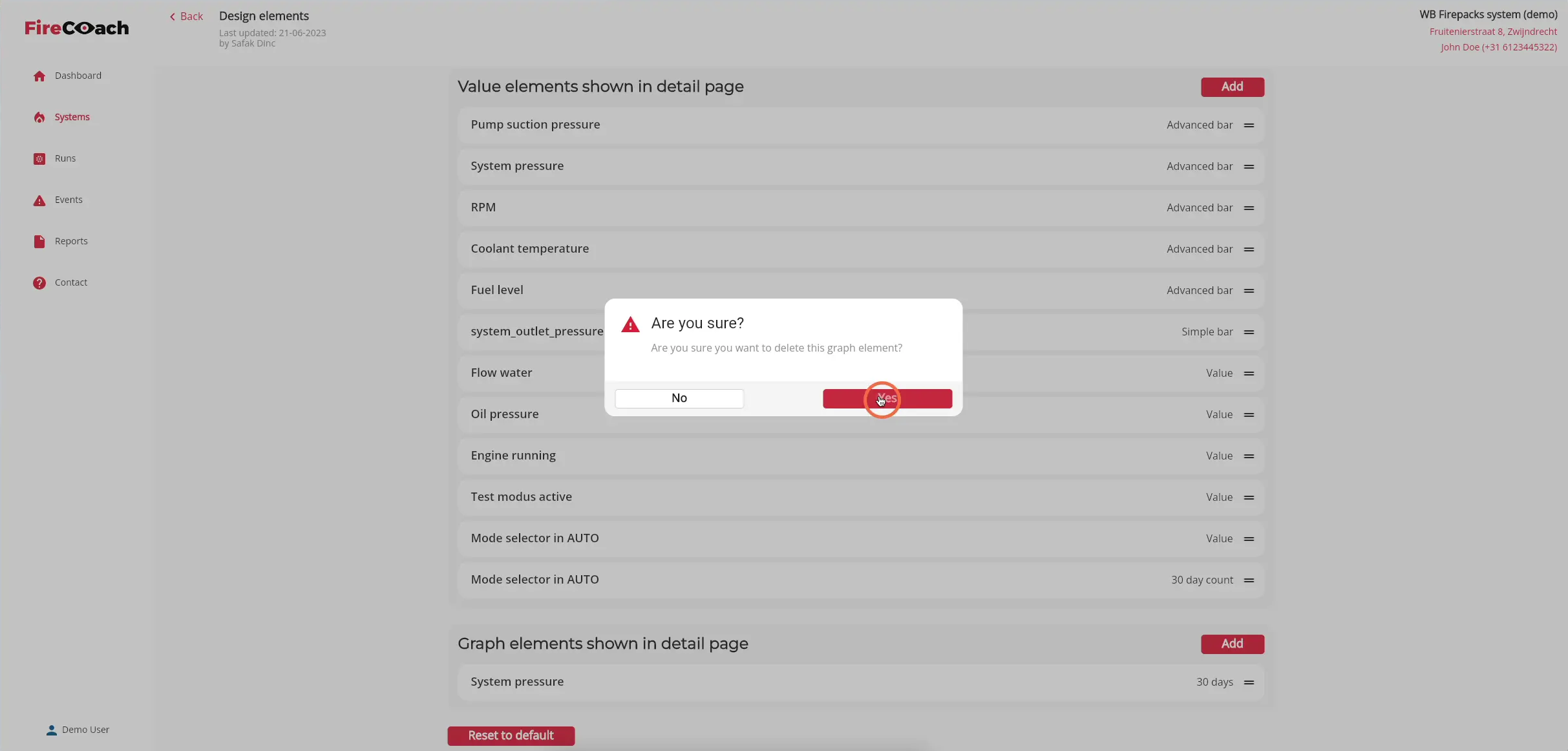 Confirm the deletion by clicking 'Yes'