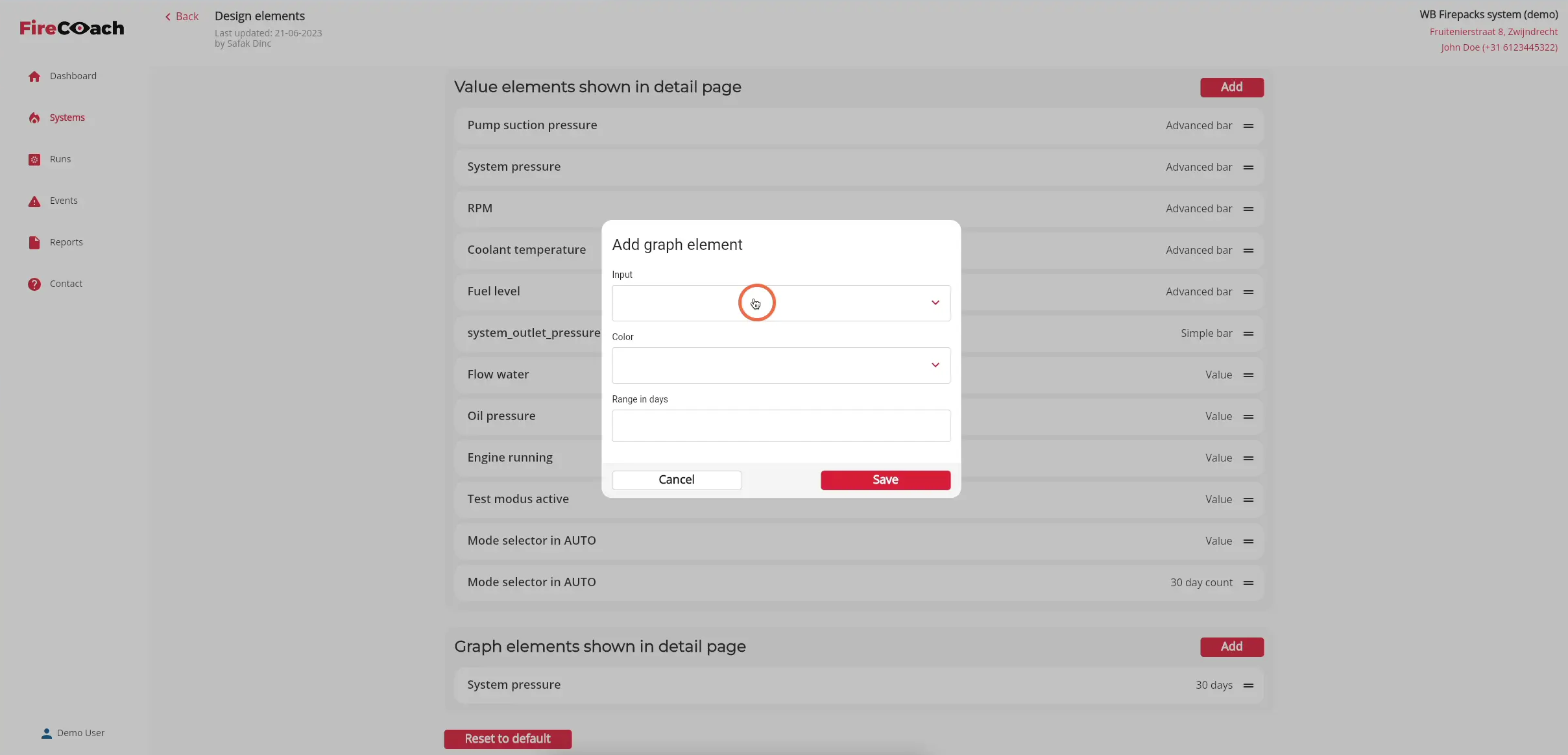 Click in the Input field to open a dropdown from all types of inputs