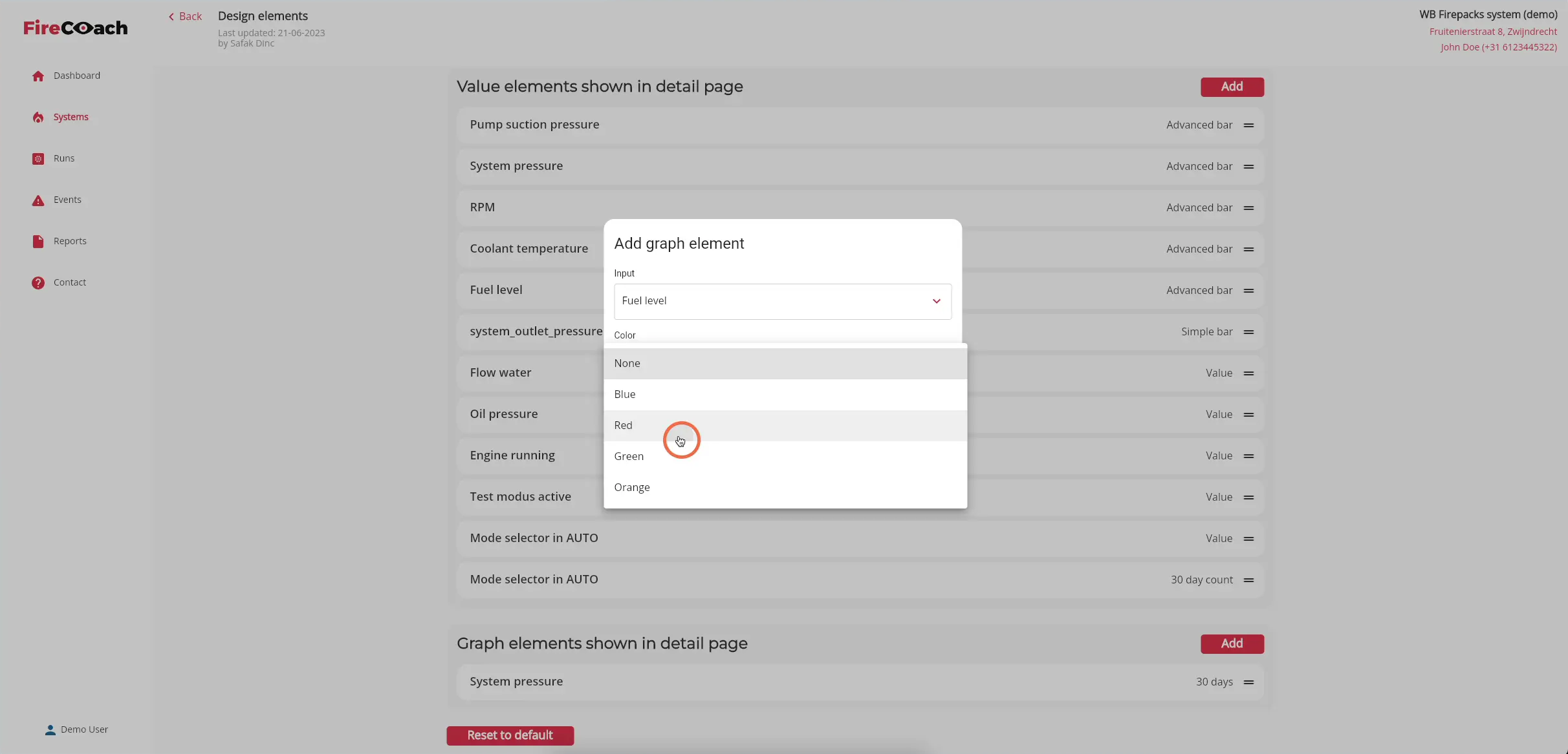 Select the preferred color from the dropdown