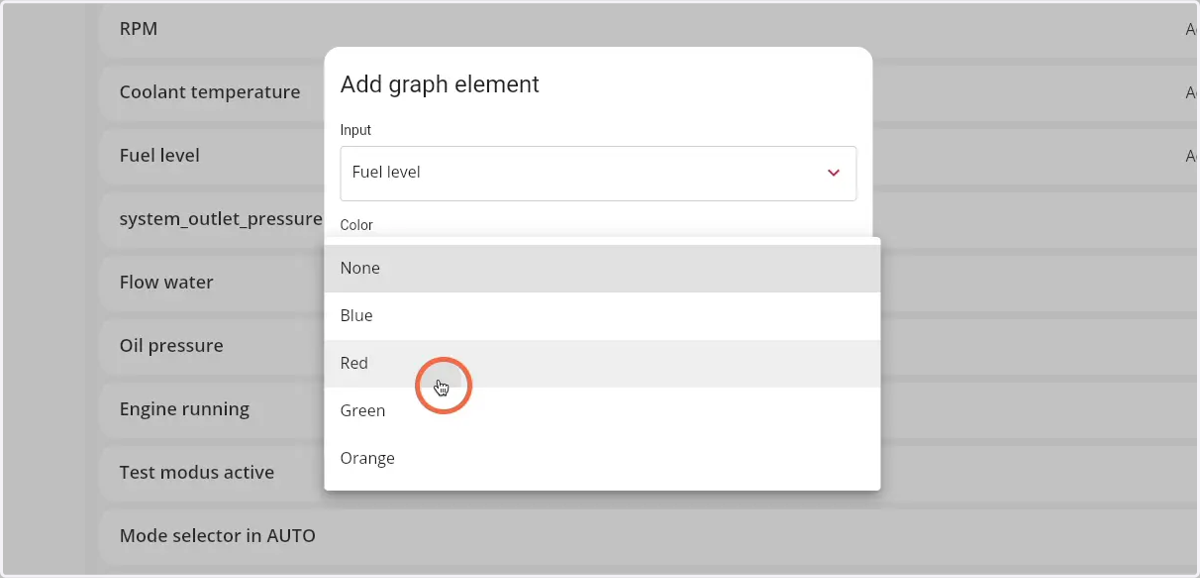 Select the preferred color from the dropdown
