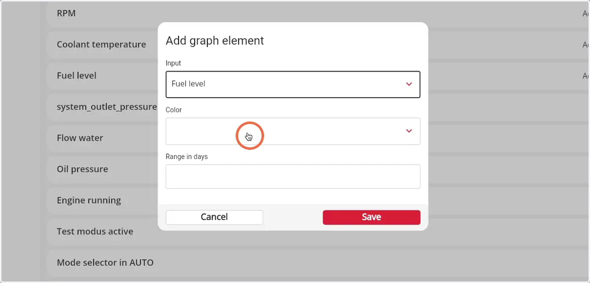 Click on the color field to select the color from the graph