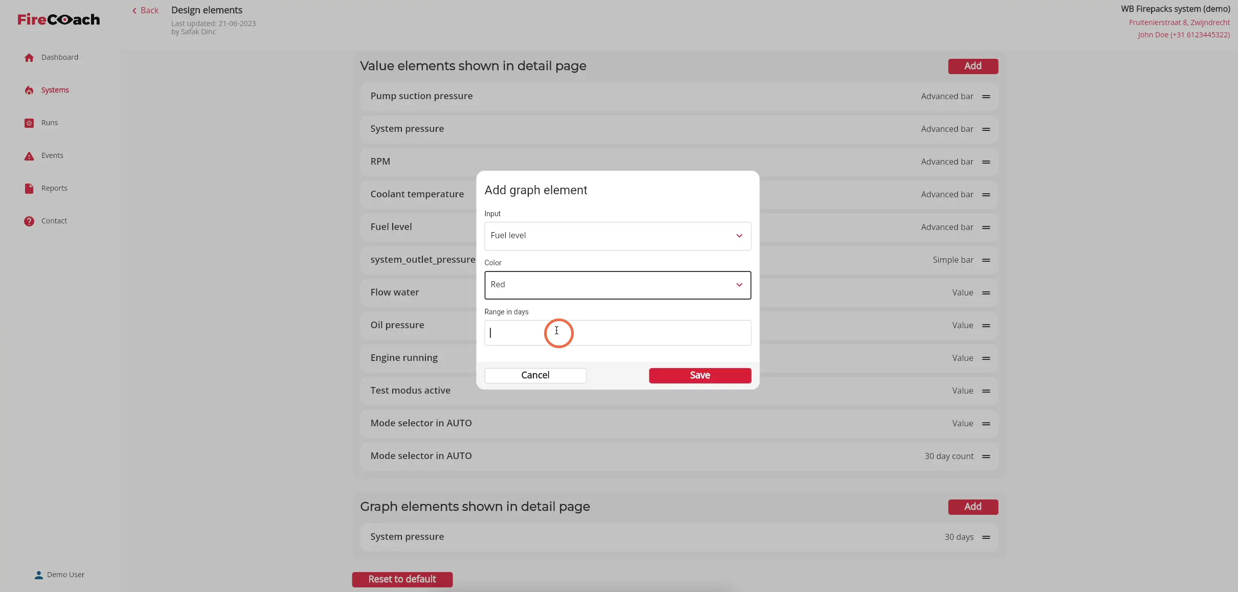 Enter the preferred range in days