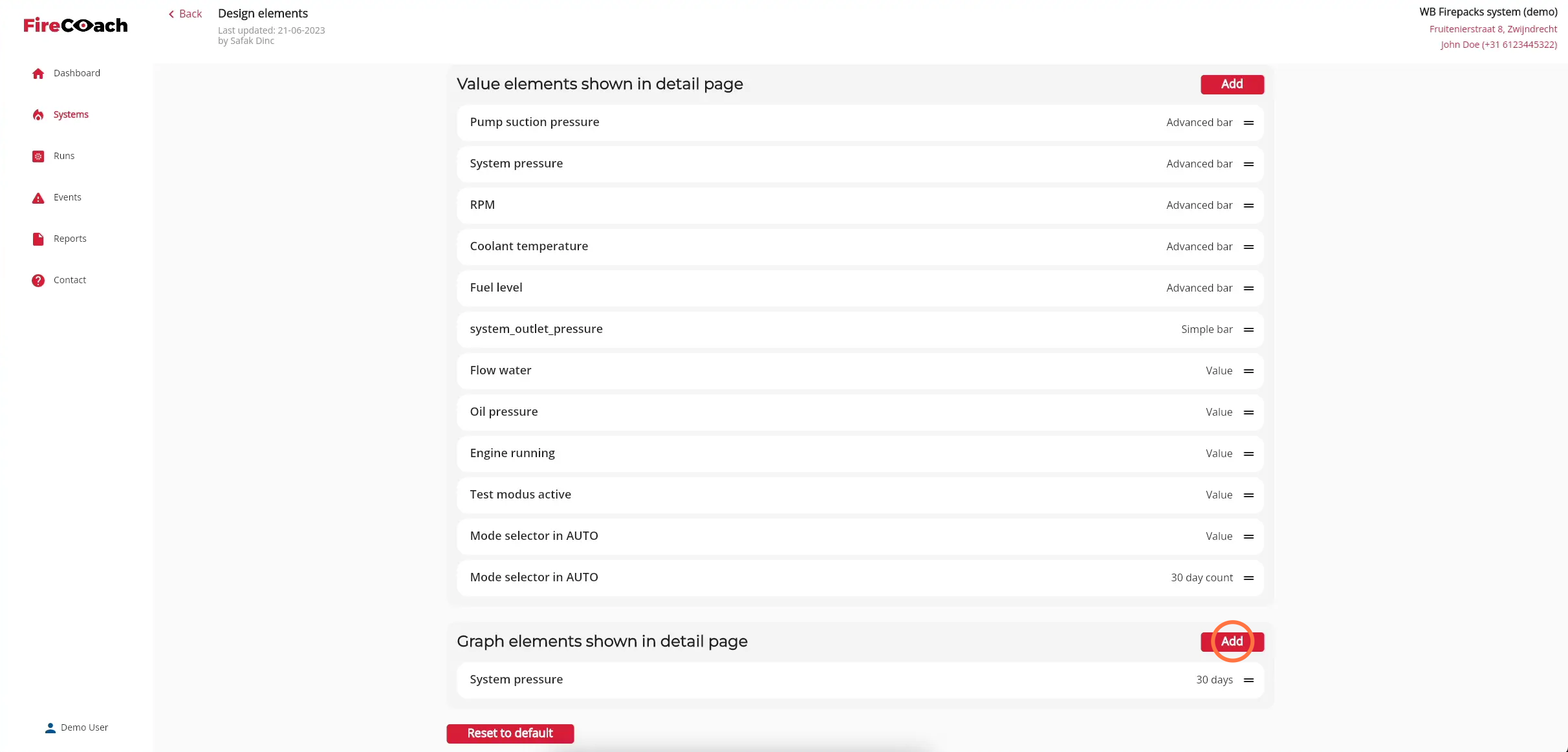 Click 'Add' in the Graph elements shown in detail page component to add a new graph