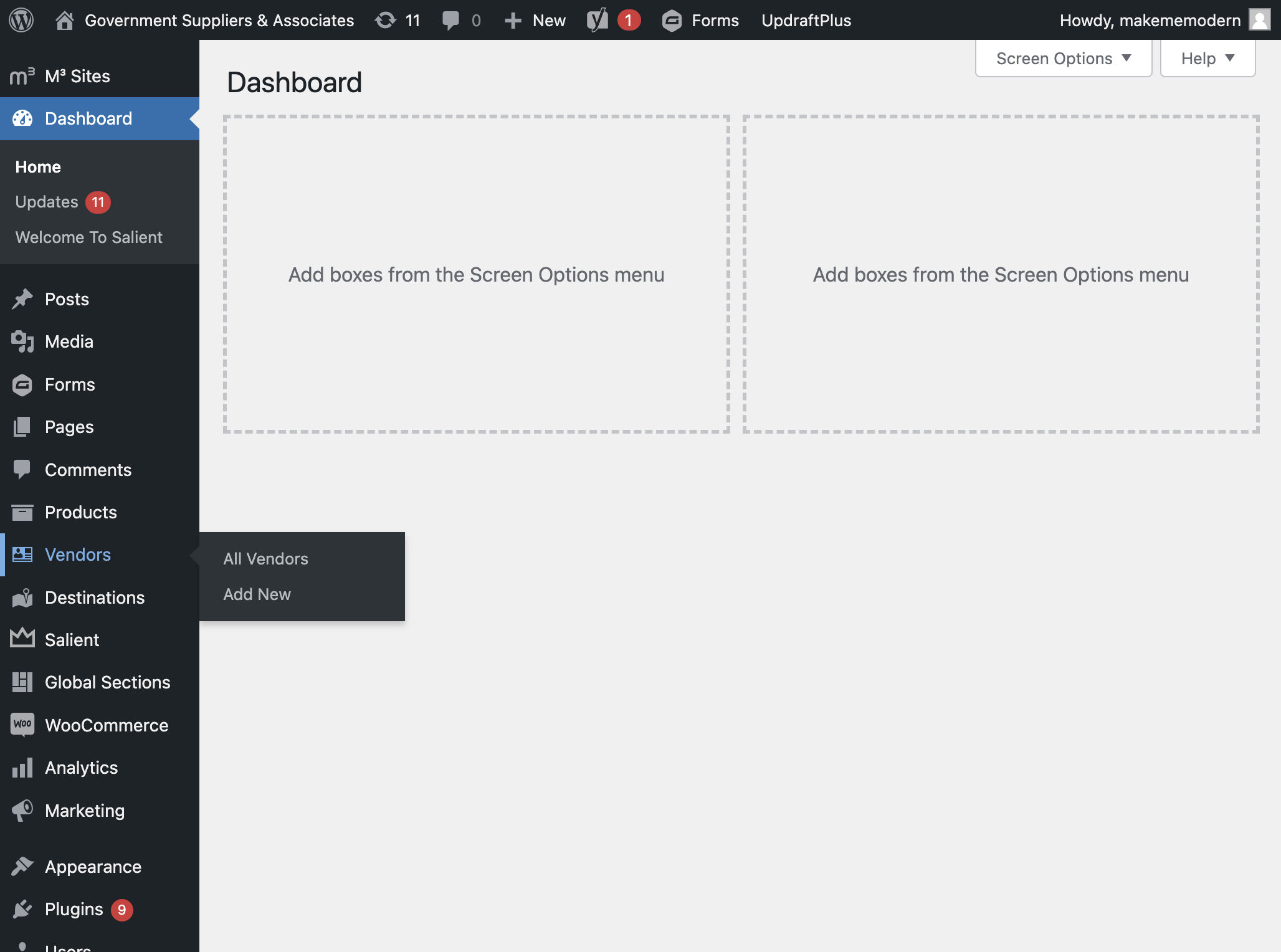 Click on Vendors on the left dark side menu.