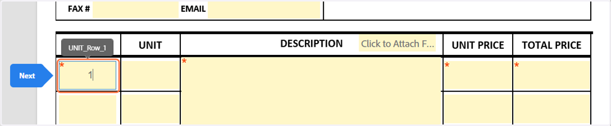 Fill in the appropriate information for each item.