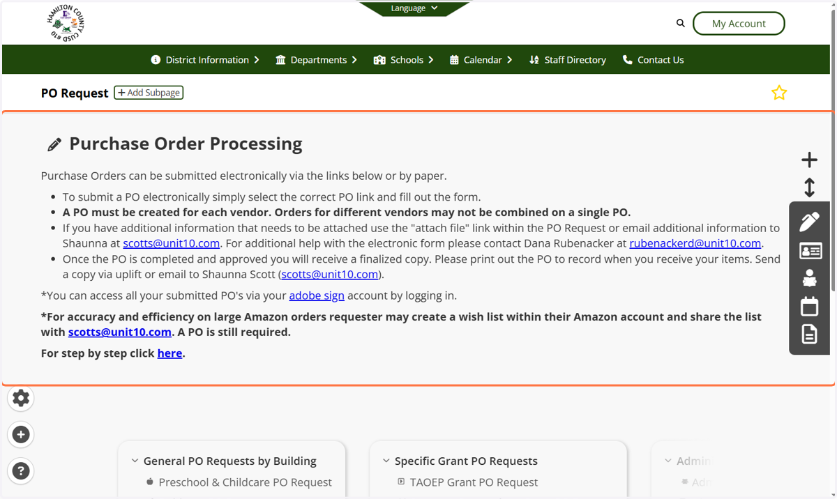 Review Purchase Order Processing Information