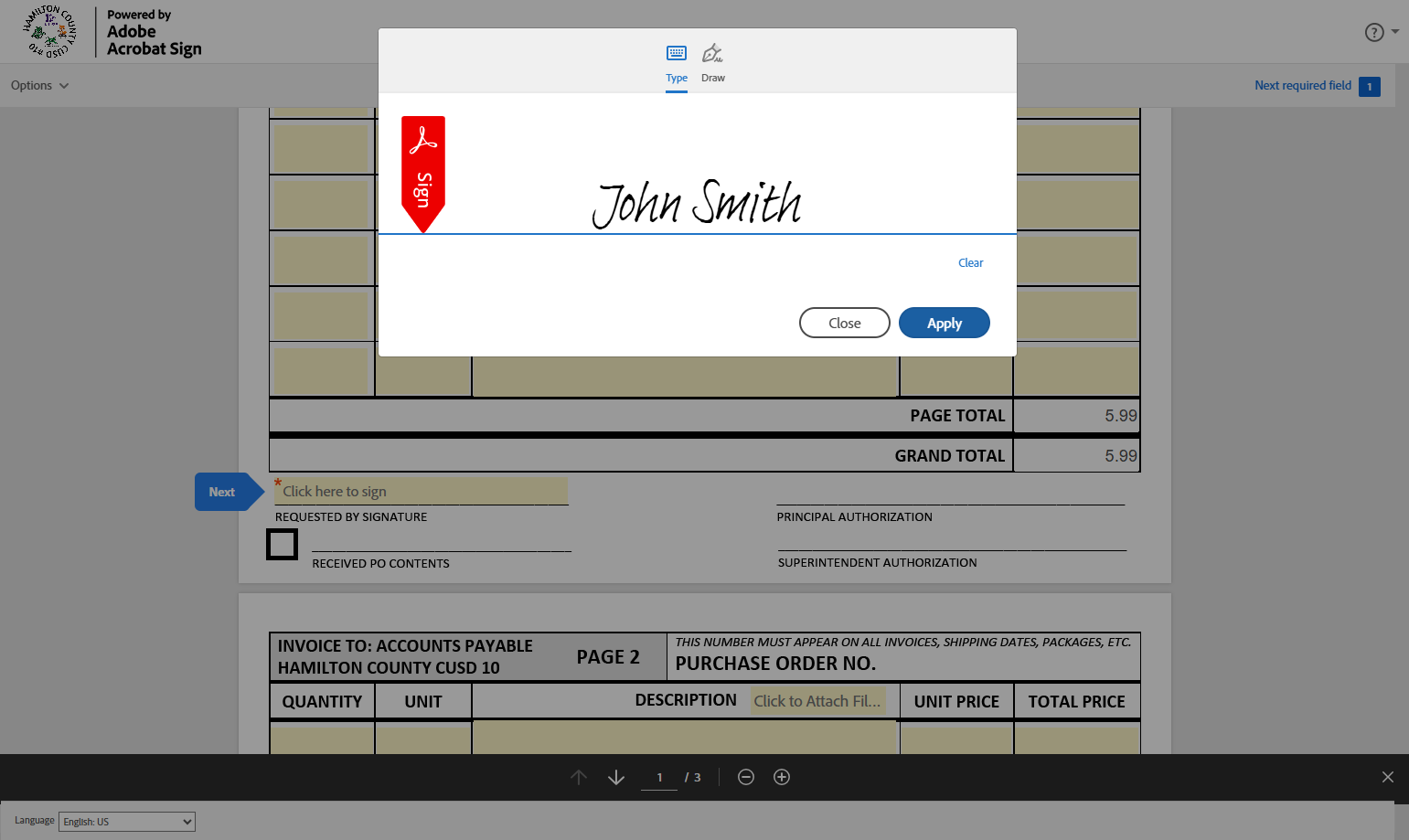 Click on "Apply"