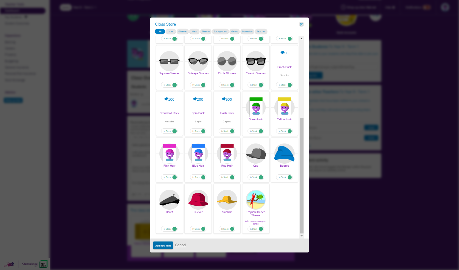 In the bottom left of the view, click Add new item.