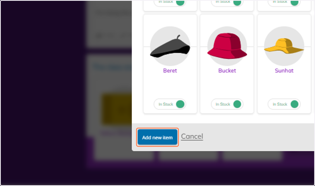 In the bottom left of the view, click Add new item.