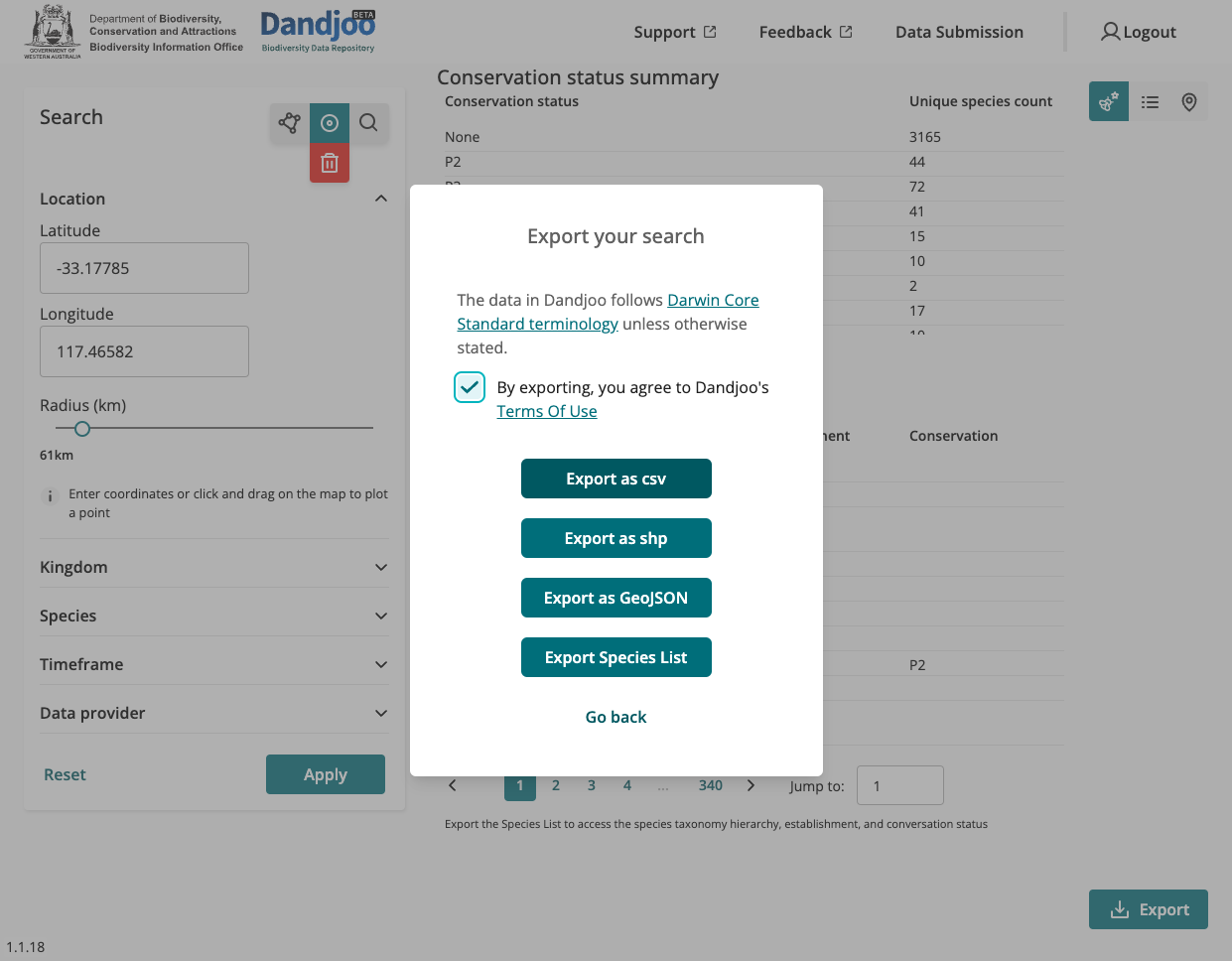 Click on Export as csv
