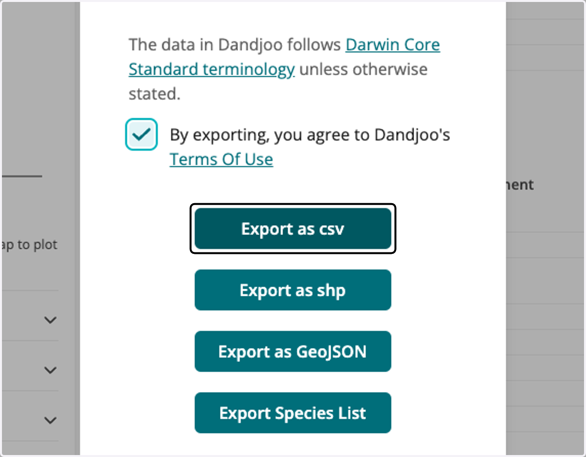 Click on Export as csv