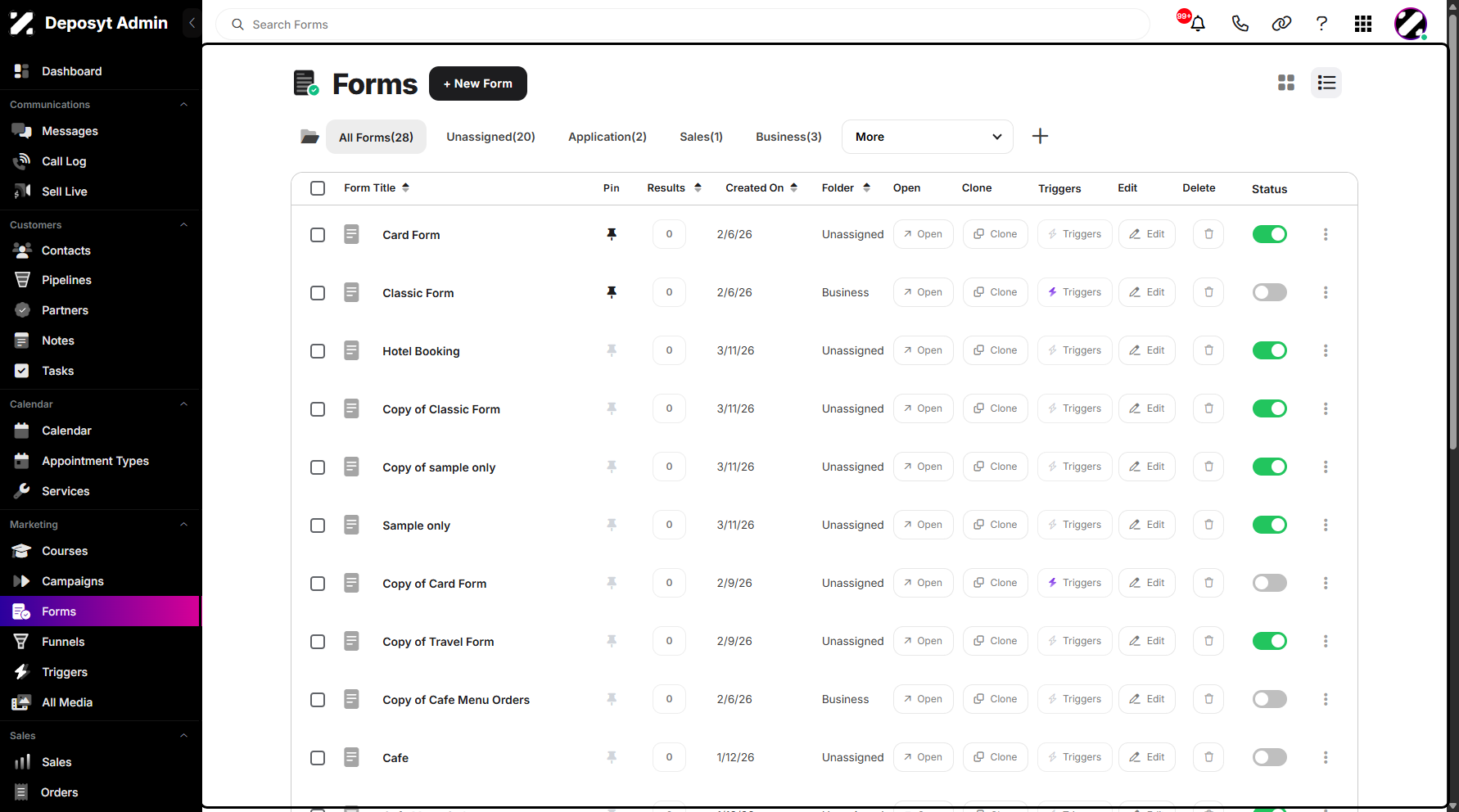 Step 2: You will then be navigated to the Forms section.