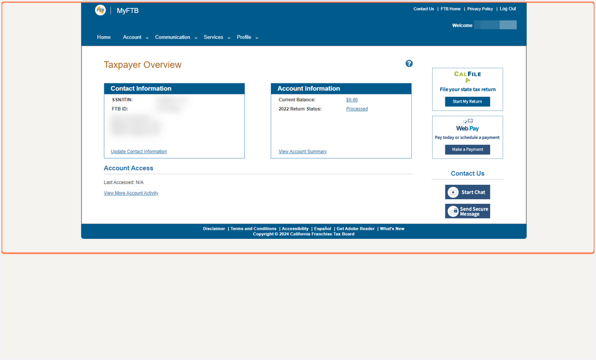 The account dashboard is pictured below. The following steps will help you navigate through the tabs listed in the top left of the home page.
