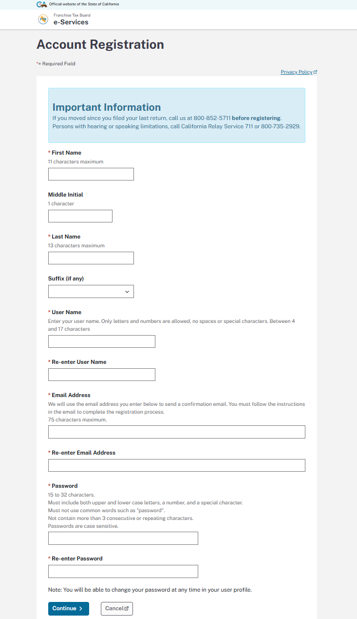 Enter your information into the required fields