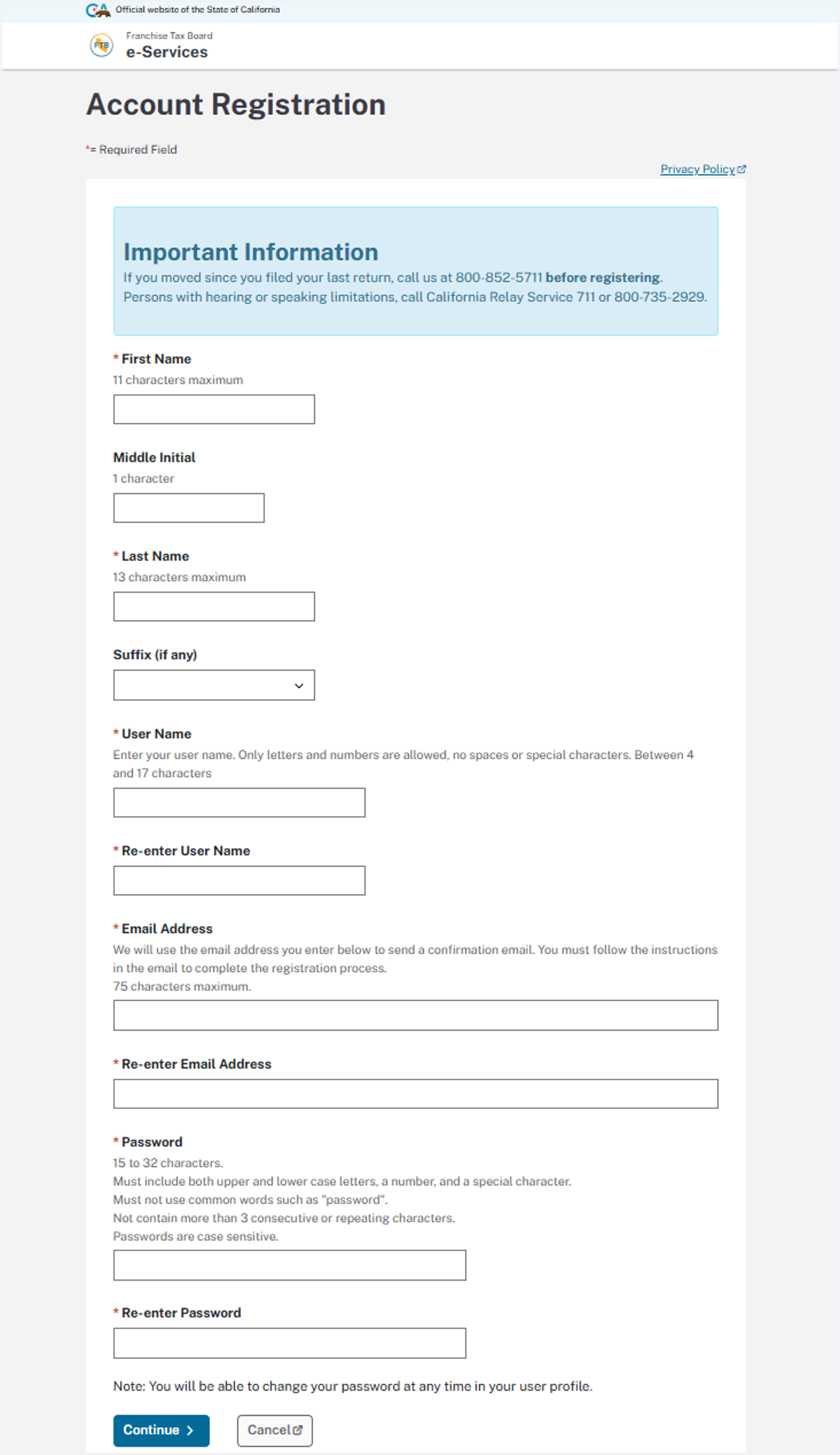 Enter your information into the required fields